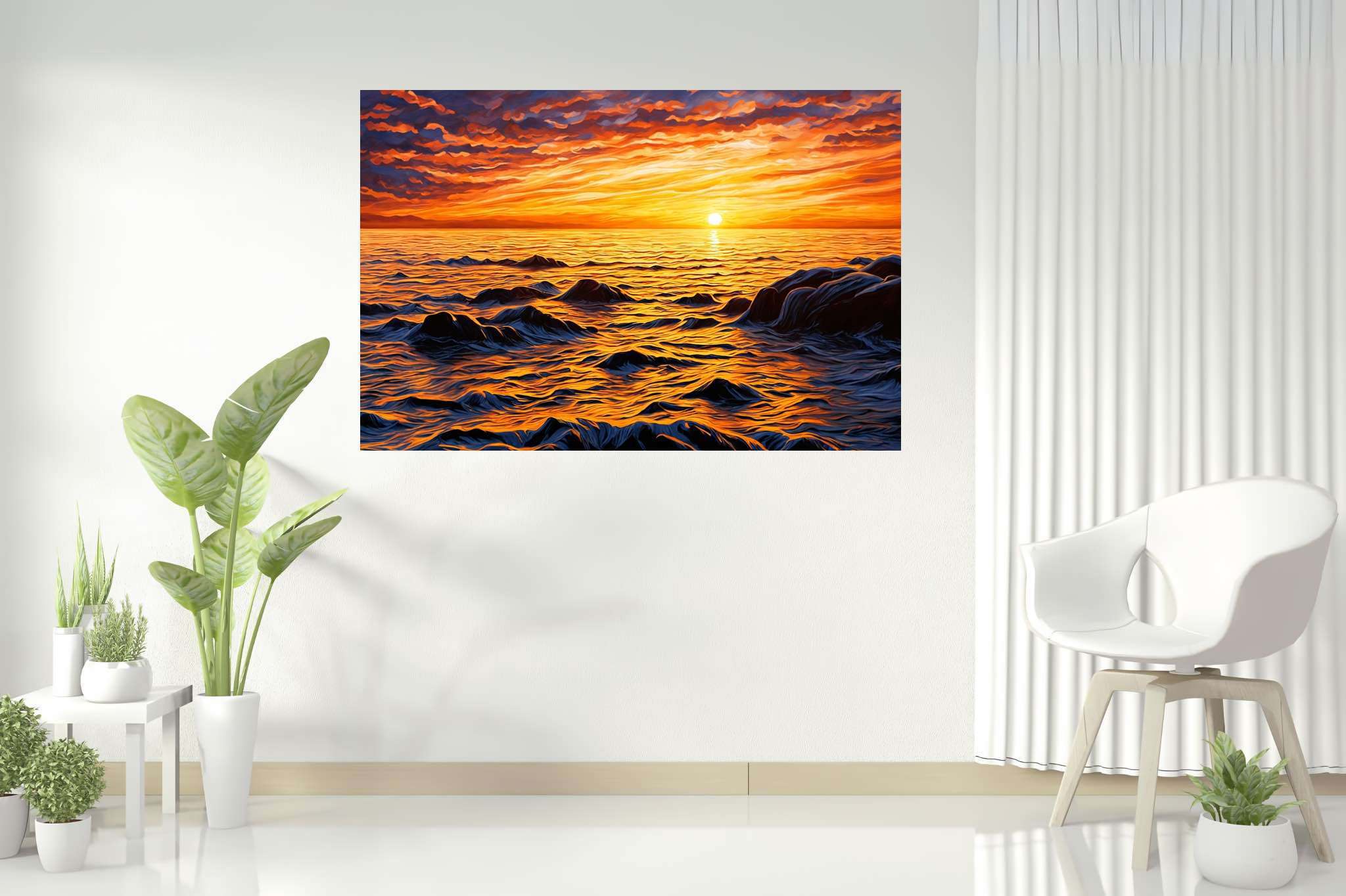 Dusk's tapestry embrace: Sunset art with natural beauty, in a room with great design, photographic wall art, and artisan decor. The art can be printed on poster, framed poster, canvas, metal, acrylic or wood, exclusively at WallArtZen. Find this exact print at https://wallartzen.com/waz168