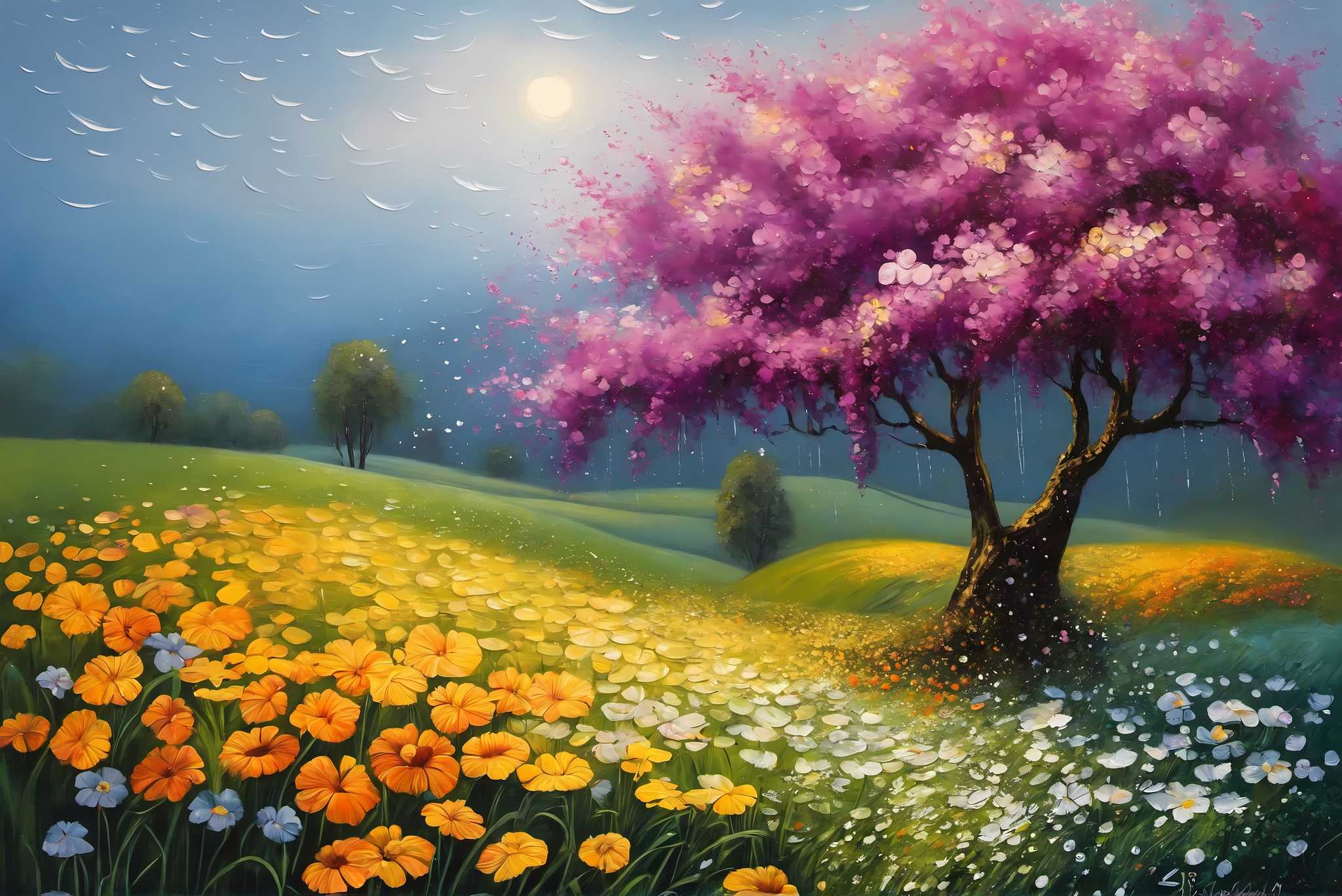 Aurora arbor ballet: Vibrant tree art with vibrant tree art, in a room with great design, framed art, and elegant home goods. The art can be printed on poster, framed poster, canvas, metal, acrylic or wood, exclusively at WallArtZen. Find this exact print at https://wallartzen.com/waz173