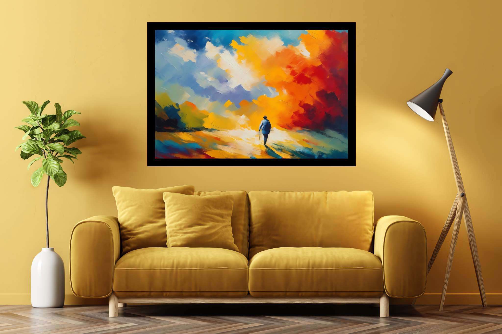 Dreamscape cantata: Surreal art with dreamlike, in a room with modern style, canvas prints, and home furnishings. The art can be printed on poster, framed poster, canvas, metal, acrylic or wood, exclusively at WallArtZen. Find this exact print at https://wallartzen.com/waz201