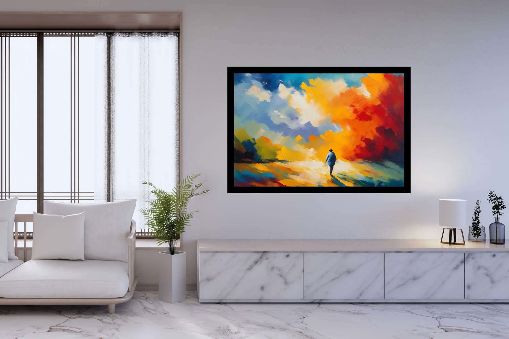 Dreamscape cantata: Surreal art with surreal art, in a room with great design, gallery-quality artwork, and home furnishings. The art can be printed on poster, framed poster, canvas, metal, acrylic or wood, exclusively at WallArtZen. Find this exact print at https://wallartzen.com/waz201