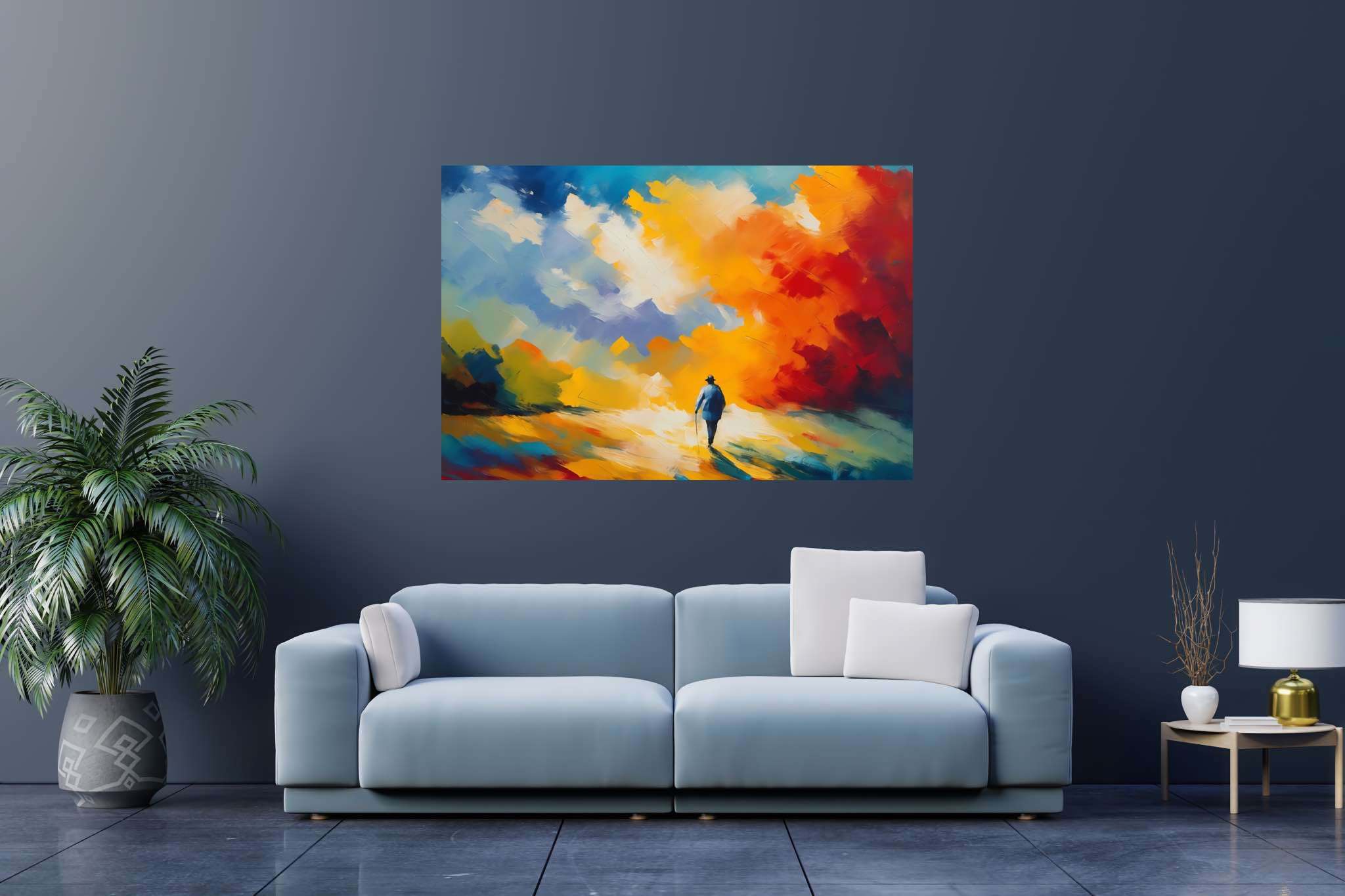 Dreamscape cantata: Surreal art with mind-bending, in a room with classic elegance, bespoke art designs, and elegant home goods. The art can be printed on poster, framed poster, canvas, metal, acrylic or wood, exclusively at WallArtZen. Find this exact print at https://wallartzen.com/waz201