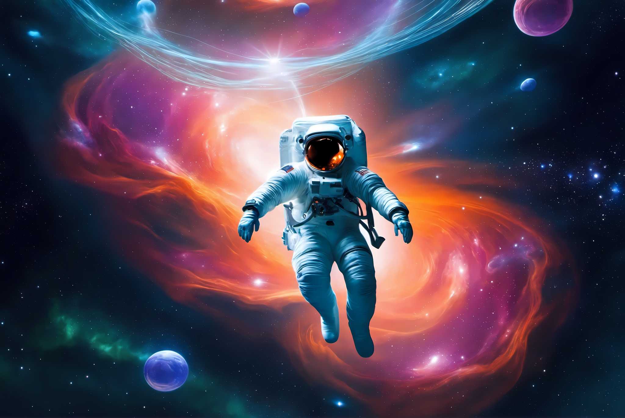 Cosmic caravan serenade: Celestial art with celestial beauty, in a room with innovative layout, abstract paintings, and stylish accessories. The art can be printed on poster, framed poster, canvas, metal, acrylic or wood, exclusively at WallArtZen. Find this exact print at https://wallartzen.com/waz205