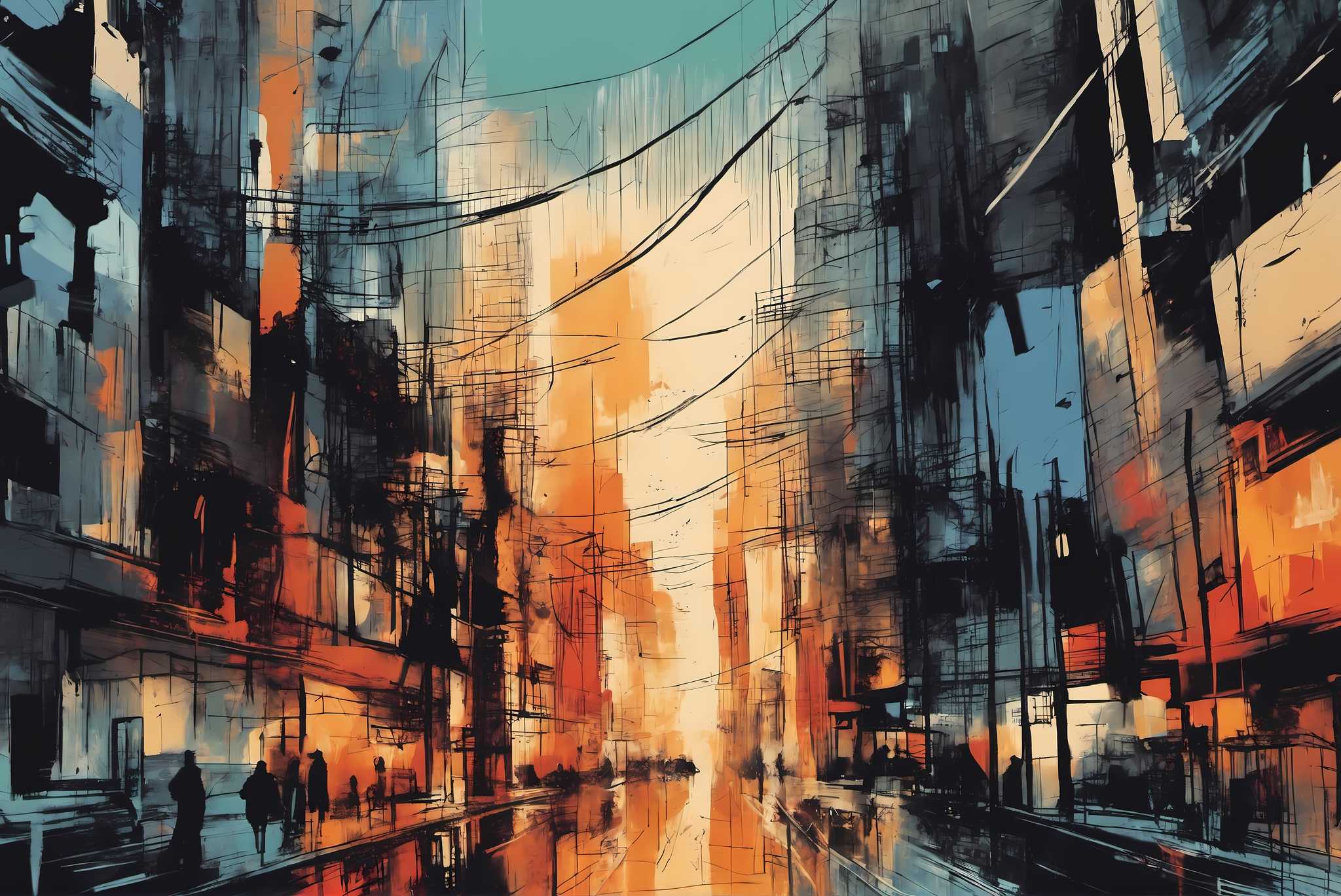 Chroma nocturne dreamscape: Surreal cityscape art with fantastical city art, in a room with minimalist approach, photographic wall art, and elegant home goods. The art can be printed on poster, framed poster, canvas, metal, acrylic or wood, exclusively at WallArtZen. Find this exact print at https://wallartzen.com/waz206