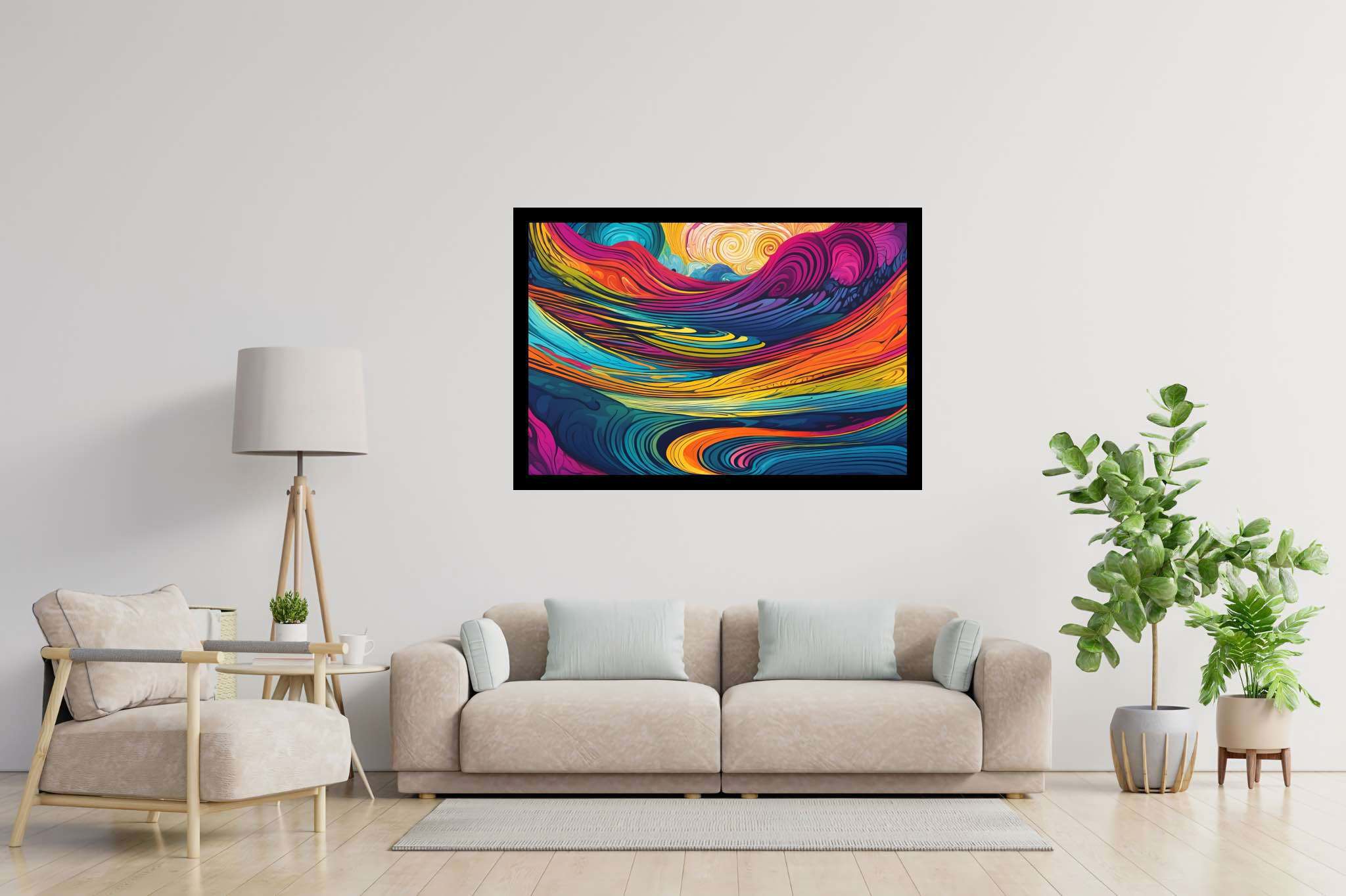 Crimson crown summit: Vibrant sunset art with vibrant sunset canvas prints, in a room with contemporary flair, framed art, and interior decorations. The art can be printed on poster, framed poster, canvas, metal, acrylic or wood, exclusively at WallArtZen. Find this exact print at https://wallartzen.com/waz211