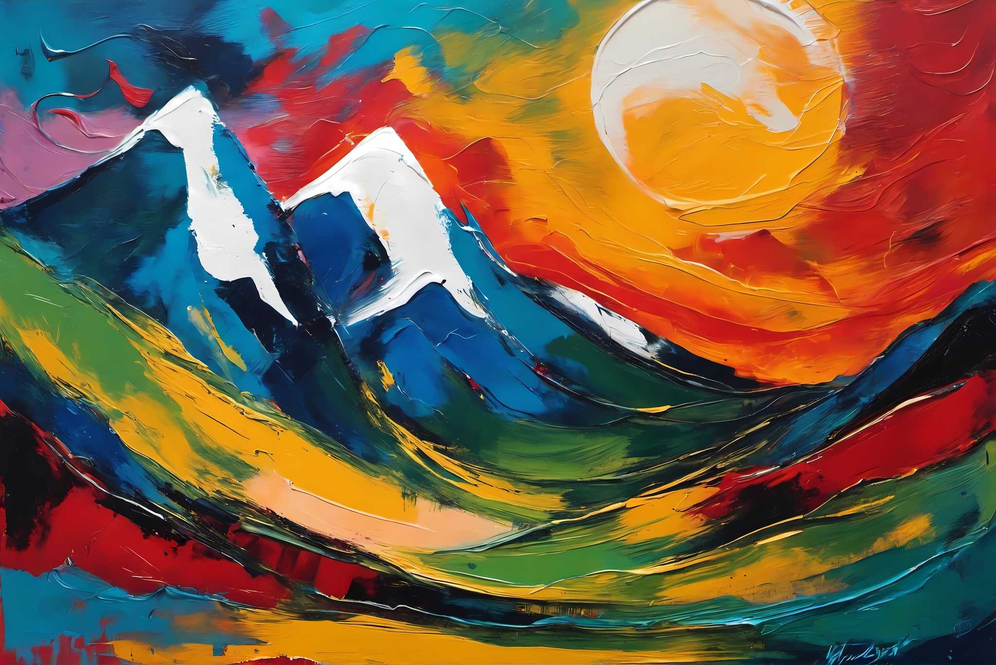 Sunrise sonata in sienna: Mountain landscape art with beauty, in a room with urban design, photographic wall art, and artisan decor. The art can be printed on poster, framed poster, canvas, metal, acrylic or wood, exclusively at WallArtZen. Find this exact print at https://wallartzen.com/waz219