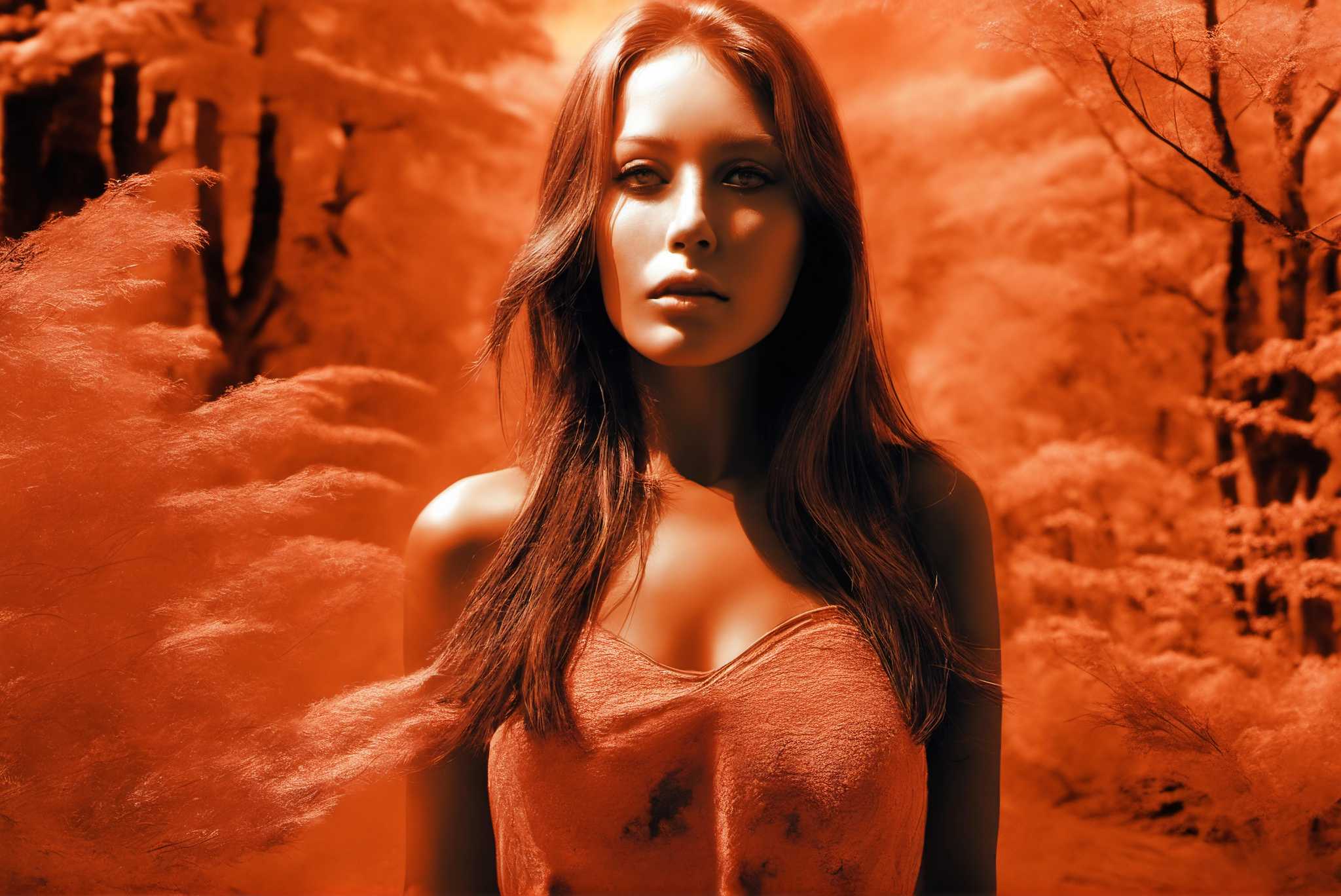 Crimson enigma veil: Mystery art with enigmatic sculptures, in a room with urban design, abstract paintings, and home furnishings. The art can be printed on poster, framed poster, canvas, metal, acrylic or wood, exclusively at WallArtZen. Find this exact print at https://wallartzen.com/waz227