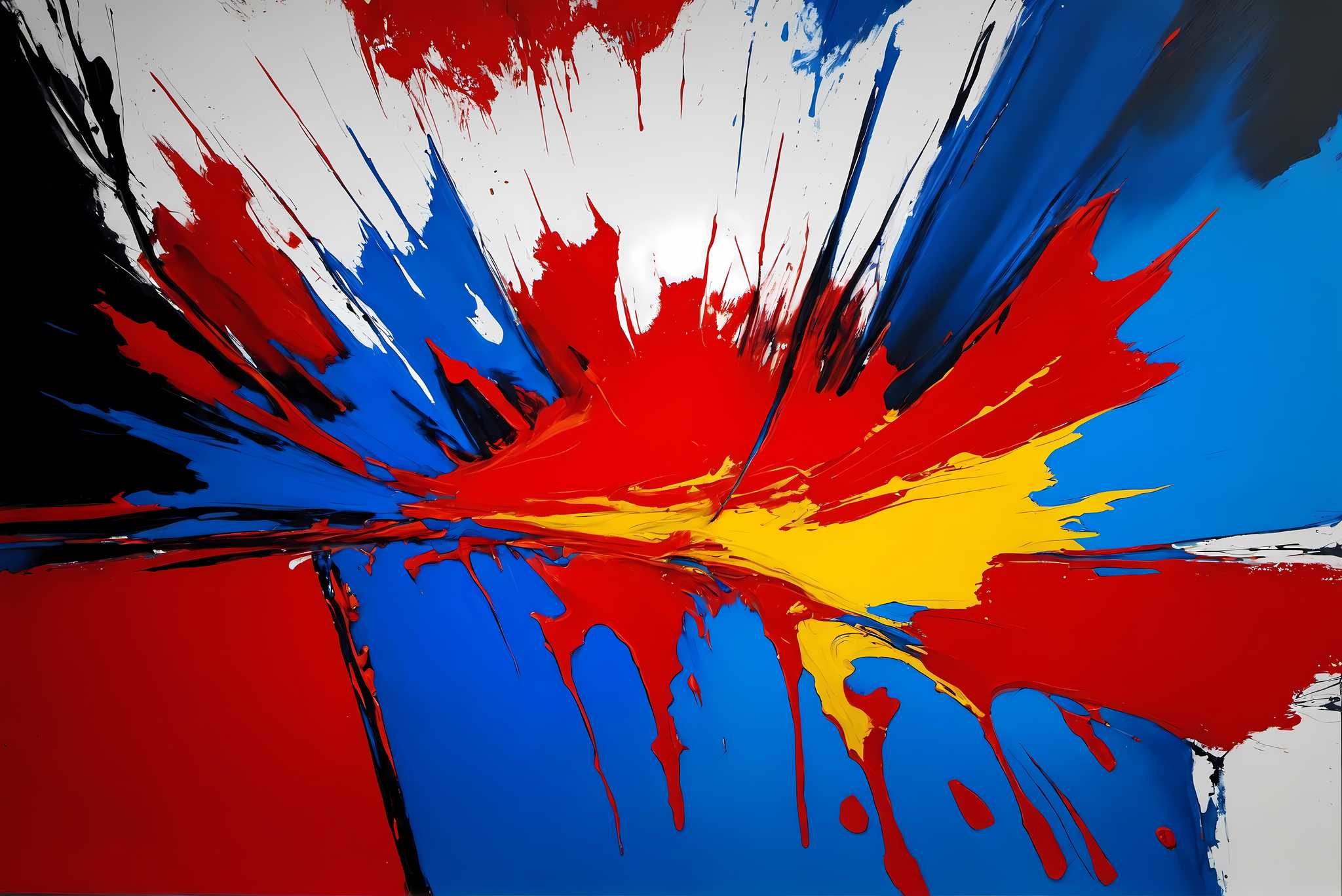 Chromatic symphony unleashed: Vibrant art with dynamic creative expression, in a room with minimalist approach, wall art, and artisan decor. The art can be printed on poster, framed poster, canvas, metal, acrylic or wood, exclusively at WallArtZen. Find this exact print at https://wallartzen.com/waz243