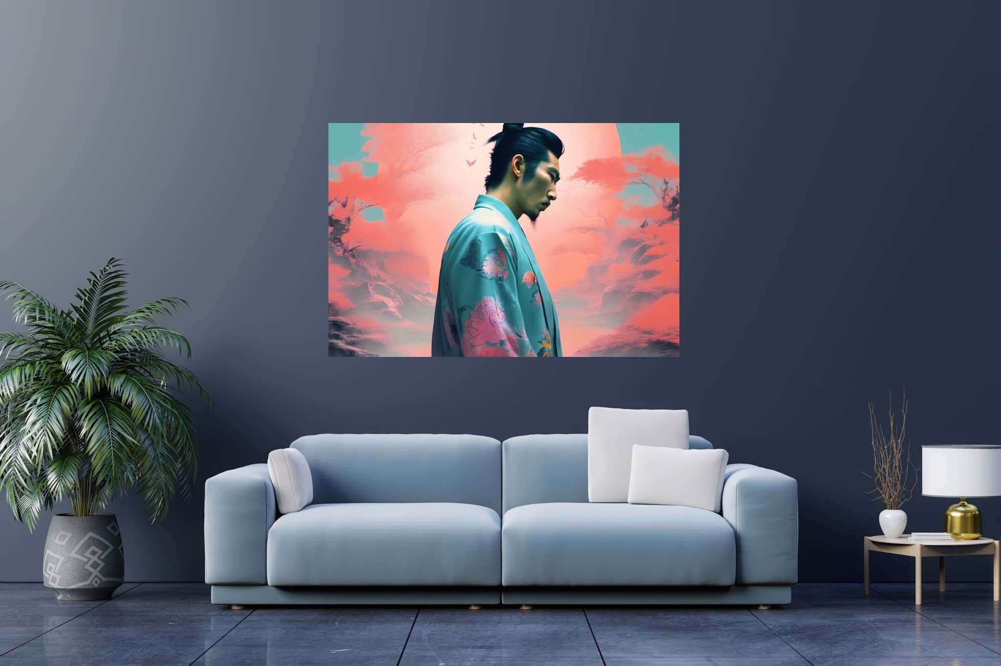 Butterfly kimono dreams: Whimsical butterfly art with playful butterfly paintings, in a room with urban design, mural artworks, and home furnishings. The art can be printed on poster, framed poster, canvas, metal, acrylic or wood, exclusively at WallArtZen. Find this exact print at https://wallartzen.com/waz261