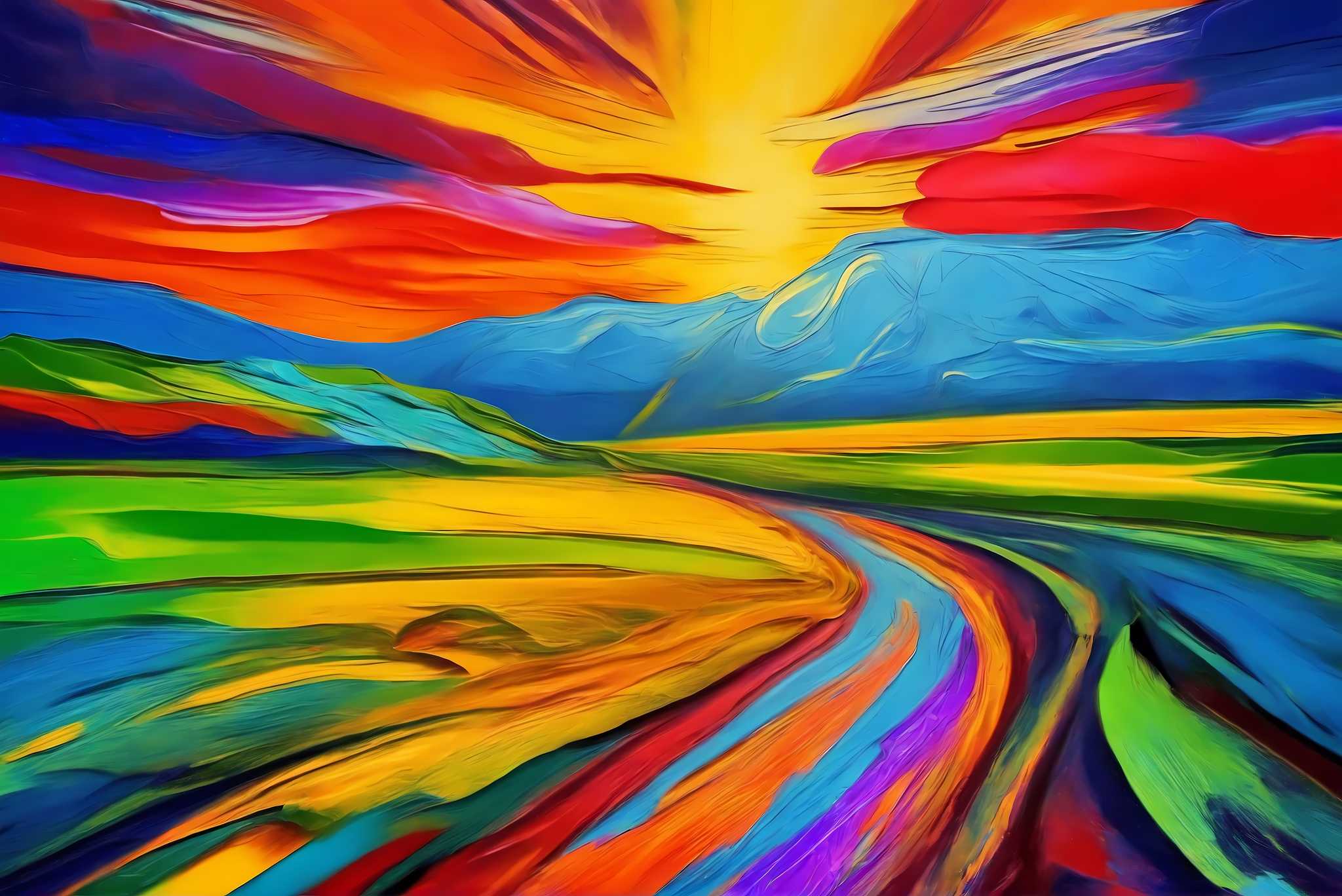 Aurora's veil enchantment: Vibrant sunset art with vibrant sunset photography, in a room with artistic style, abstract paintings, and elegant home goods. The art can be printed on poster, framed poster, canvas, metal, acrylic or wood, exclusively at WallArtZen. Find this exact print at https://wallartzen.com/waz289