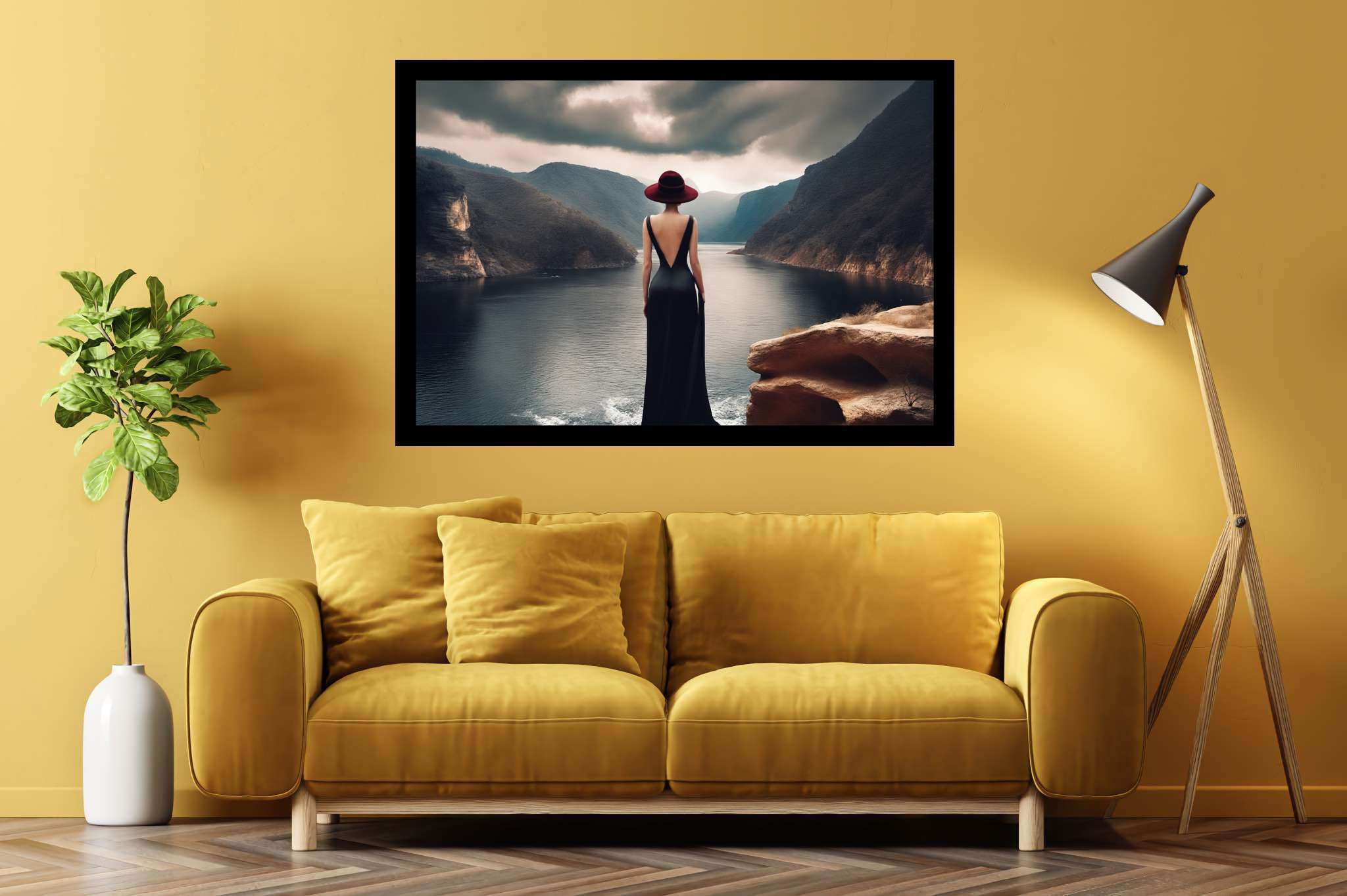 Silent reverie overlook: Solitude art with solitude art, in a room with urban design, bespoke art designs, and luxe decor. The art can be printed on poster, framed poster, canvas, metal, acrylic or wood, exclusively at WallArtZen. Find this exact print at https://wallartzen.com/waz291
