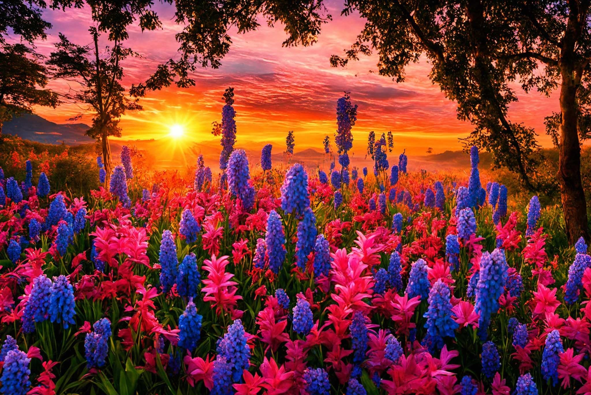Bloom serenade at twilight: Floral art with floral motifs, in a room with elegant layout, photographic wall art, and trendy home accents. The art can be printed on poster, framed poster, canvas, metal, acrylic or wood, exclusively at WallArtZen. Find this exact print at https://wallartzen.com/waz295