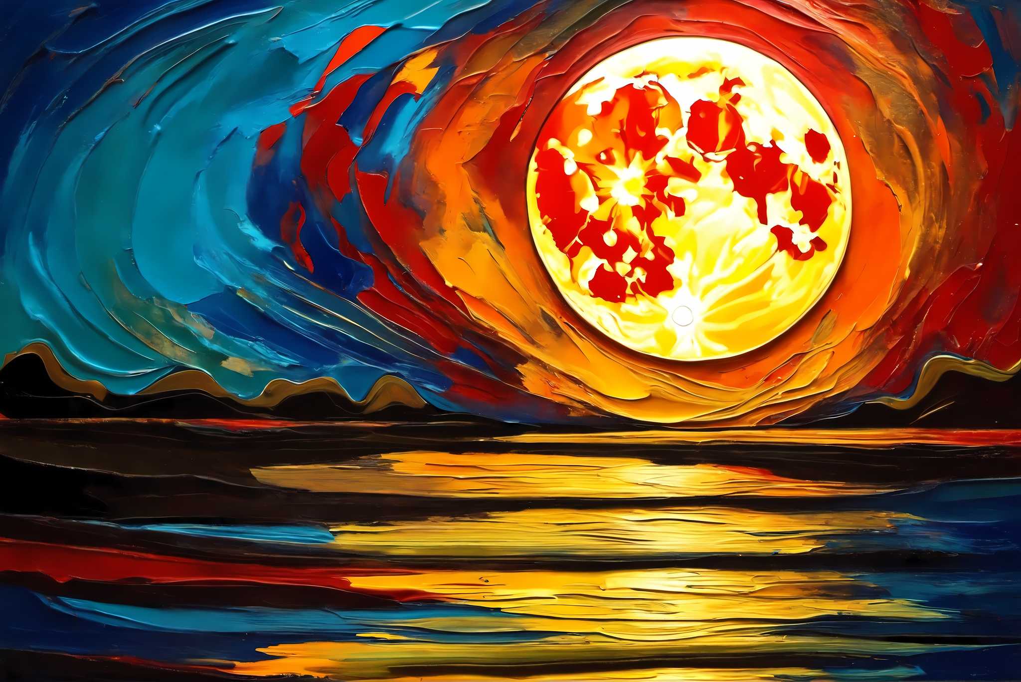 Aqua lullaby dusk: Serene sunset art with serenity through art, in a room with classic elegance, canvas prints, and elegant home goods. The art can be printed on poster, framed poster, canvas, metal, acrylic or wood, exclusively at WallArtZen. Find this exact print at https://wallartzen.com/waz298