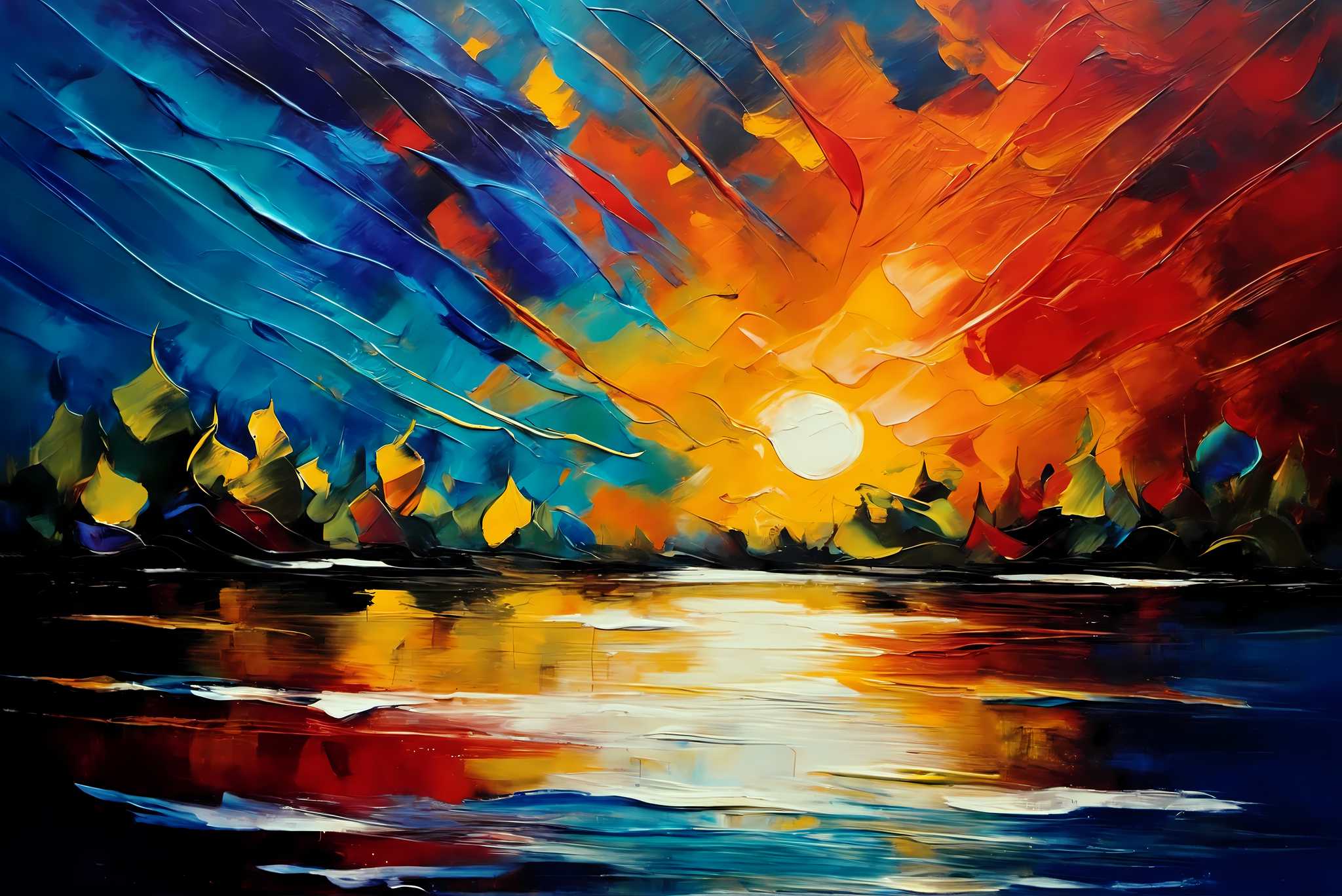 Amber veil dusk: Sunset art with sunset reflections, in a room with artistic style, fine art prints, and designer furniture. The art can be printed on poster, framed poster, canvas, metal, acrylic or wood, exclusively at WallArtZen. Find this exact print at https://wallartzen.com/waz4