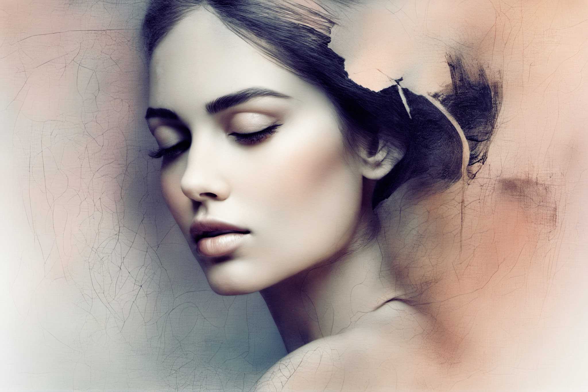 Slumber's silk veil: Dreamy painting art with otherworldly masterpieces, in a room with chic decor, fine art prints, and decorative pieces. The art can be printed on poster, framed poster, canvas, metal, acrylic or wood, exclusively at WallArtZen. Find this exact print at https://wallartzen.com/waz96