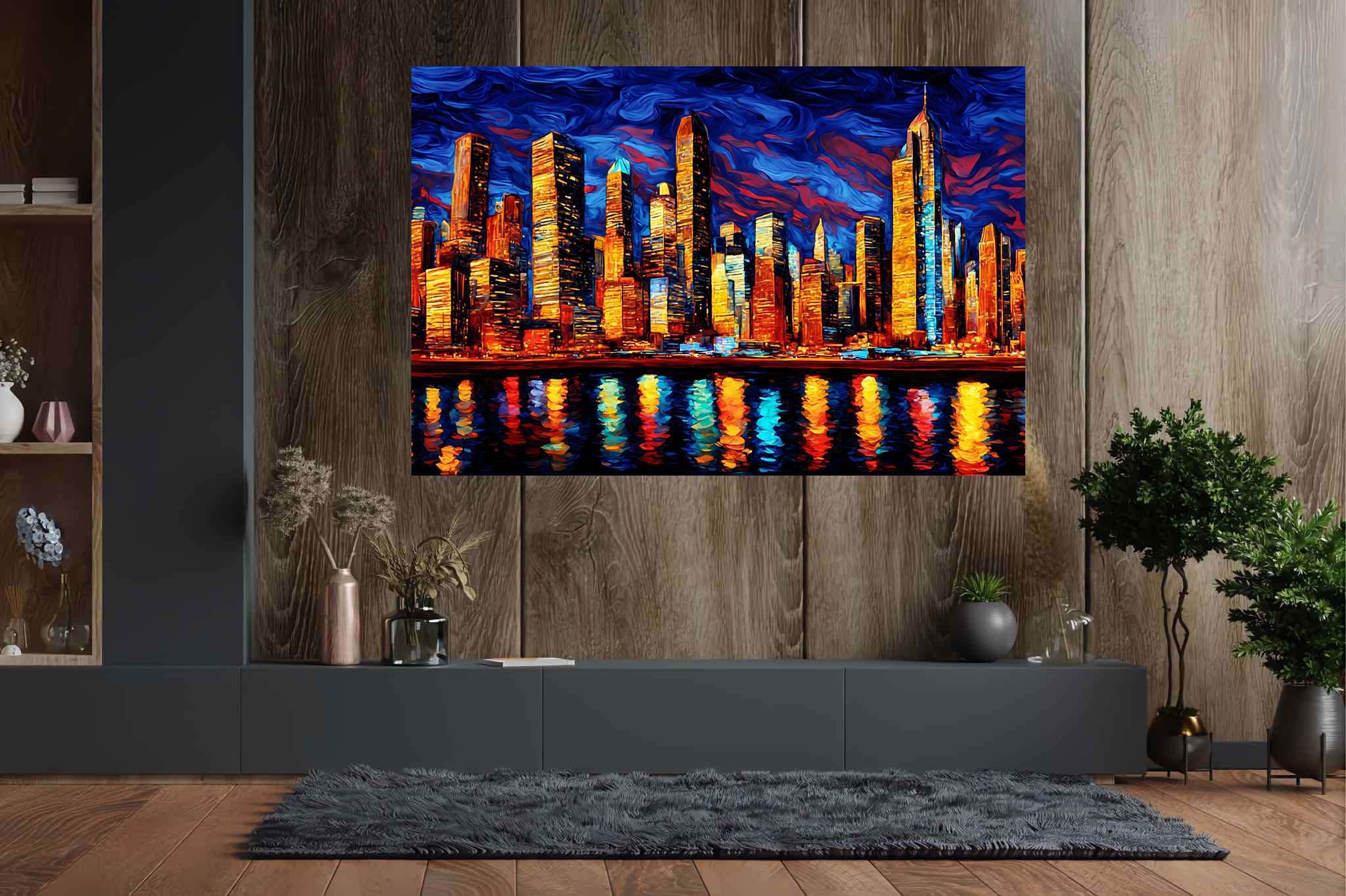 Starry heights reverie: Swirl art with abstract art, in a room with innovative layout, fine art prints, and decorative pieces. The art can be printed on poster, framed poster, canvas, metal, acrylic or wood, exclusively at WallArtZen. Find this exact print at https://wallartzen.com/waz102