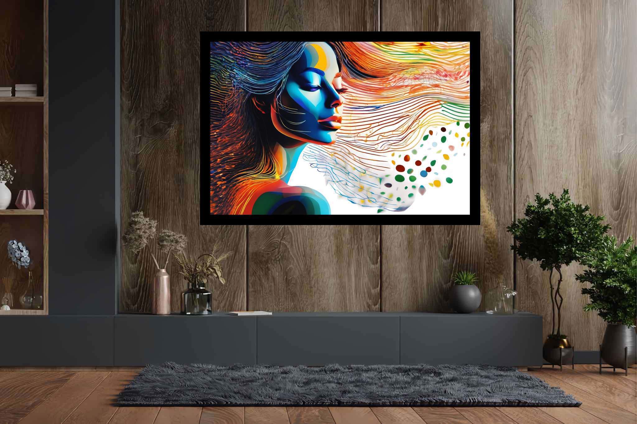 Dreamscape reverie: Surreal art with fantastical masterpieces, in a room with minimalist approach, canvas prints, and stylish accessories. The art can be printed on poster, framed poster, canvas, metal, acrylic or wood, exclusively at WallArtZen. Find this exact print at https://wallartzen.com/waz118