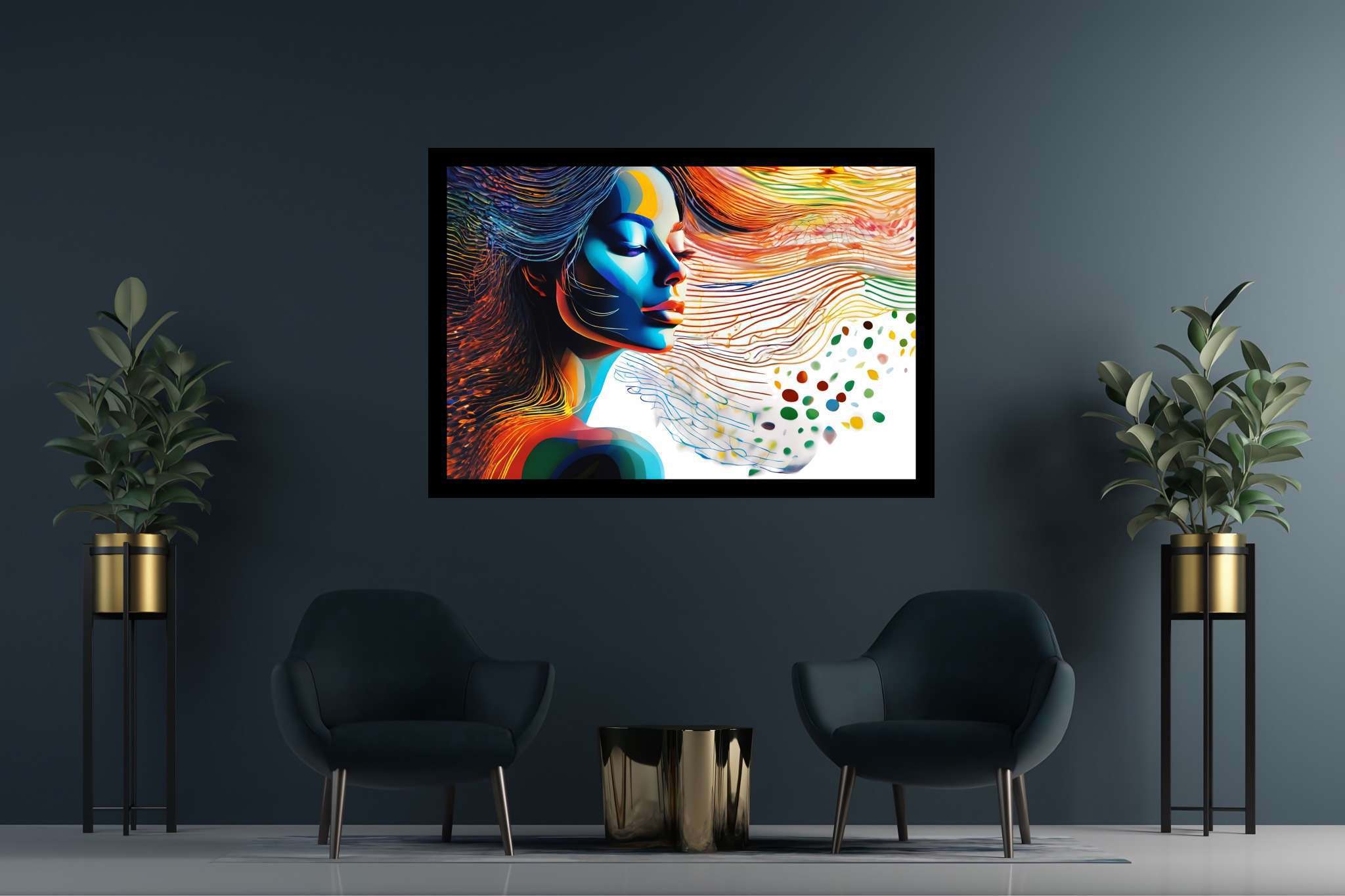 Dreamscape reverie: Surreal art with dreamlike paintings, in a room with artistic style, wall art, and interior decorations. The art can be printed on poster, framed poster, canvas, metal, acrylic or wood, exclusively at WallArtZen. Find this exact print at https://wallartzen.com/waz118