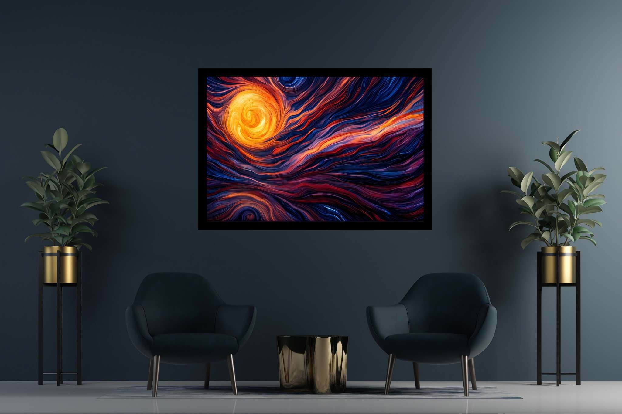 Daybreak enchantment tapestry: Sunset art with tranquil scenes, in a room with urban design, photographic wall art, and home furnishings. The art can be printed on poster, framed poster, canvas, metal, acrylic or wood, exclusively at WallArtZen. Find this exact print at https://wallartzen.com/waz158