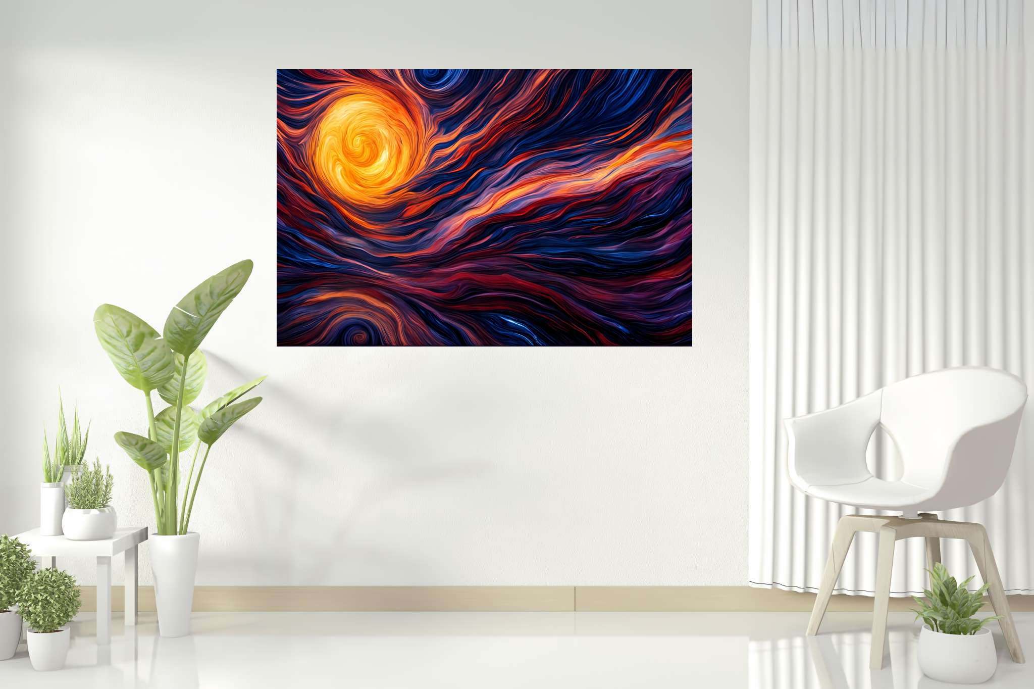 Daybreak enchantment tapestry: Sunset art with tranquil scenes, in a room with great design, wall hangings, and artisan decor. The art can be printed on poster, framed poster, canvas, metal, acrylic or wood, exclusively at WallArtZen. Find this exact print at https://wallartzen.com/waz158
