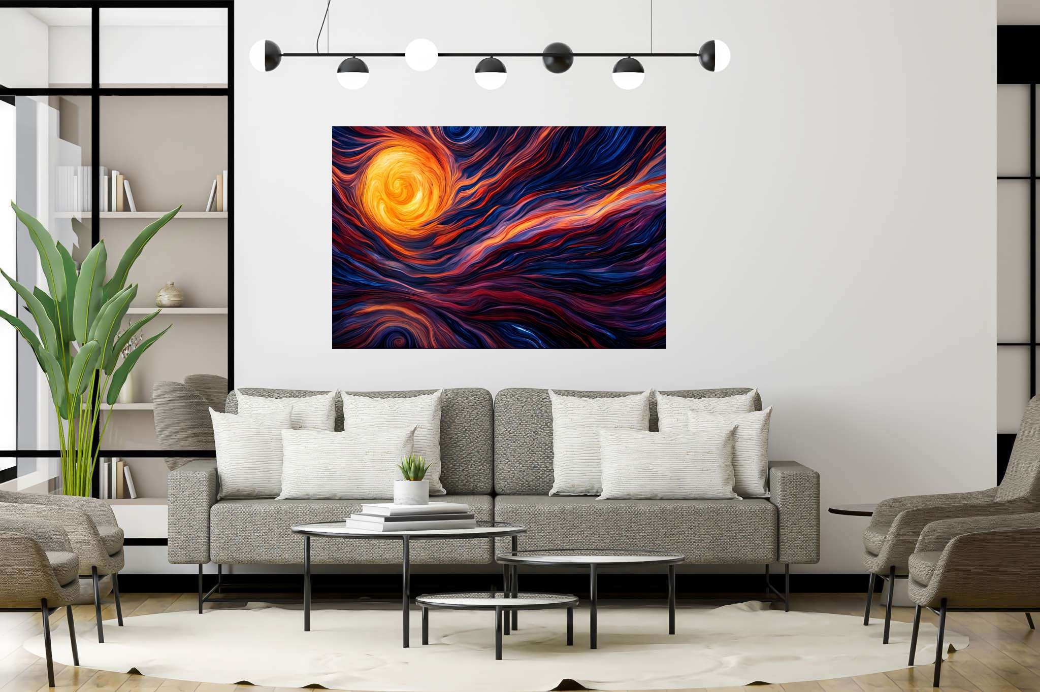 Daybreak enchantment tapestry: Sunset art with ethereal art, in a room with great design, mural artworks, and elegant home goods. The art can be printed on poster, framed poster, canvas, metal, acrylic or wood, exclusively at WallArtZen. Find this exact print at https://wallartzen.com/waz158
