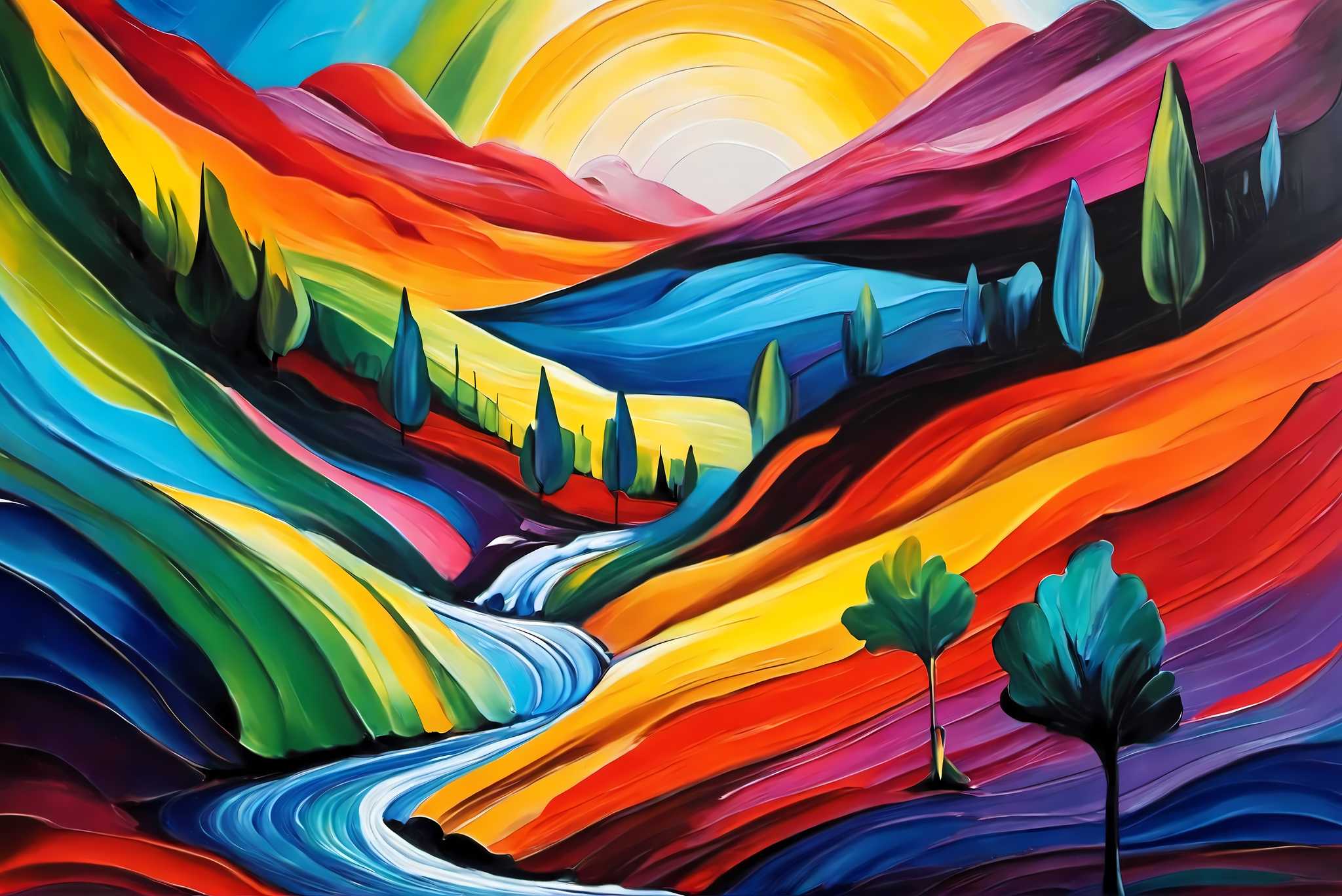 Sunset serenade on canvas: Landscape art with landscape artists, in a room with urban design, fine art prints, and artisan decor. The art can be printed on poster, framed poster, canvas, metal, acrylic or wood, exclusively at WallArtZen. Find this exact print at https://wallartzen.com/waz179