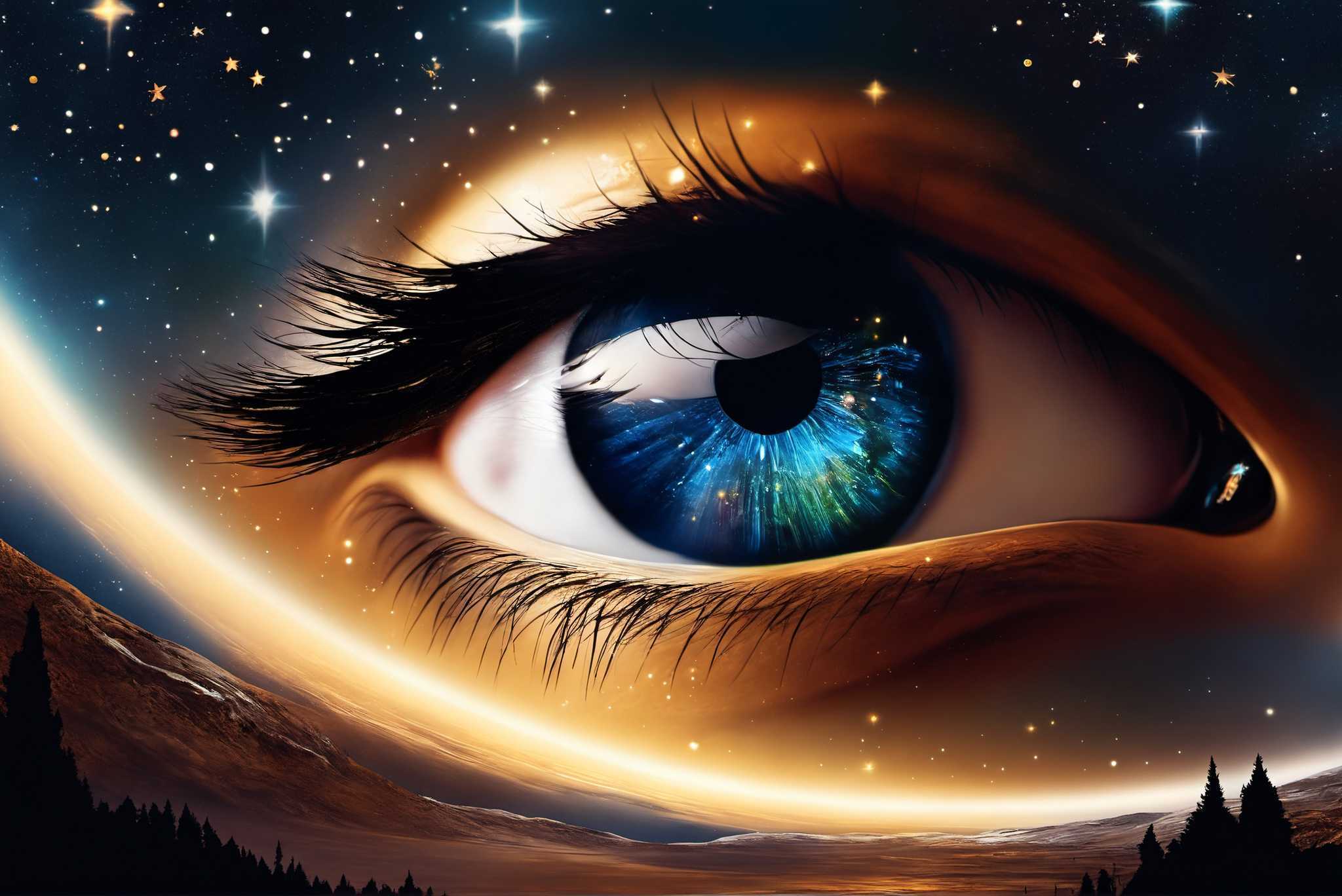 Celestial gaze unveiled: Eye art with imagery, in a room with chic decor, canvas prints, and stylish accessories. The art can be printed on poster, framed poster, canvas, metal, acrylic or wood, exclusively at WallArtZen. Find this exact print at https://wallartzen.com/waz194