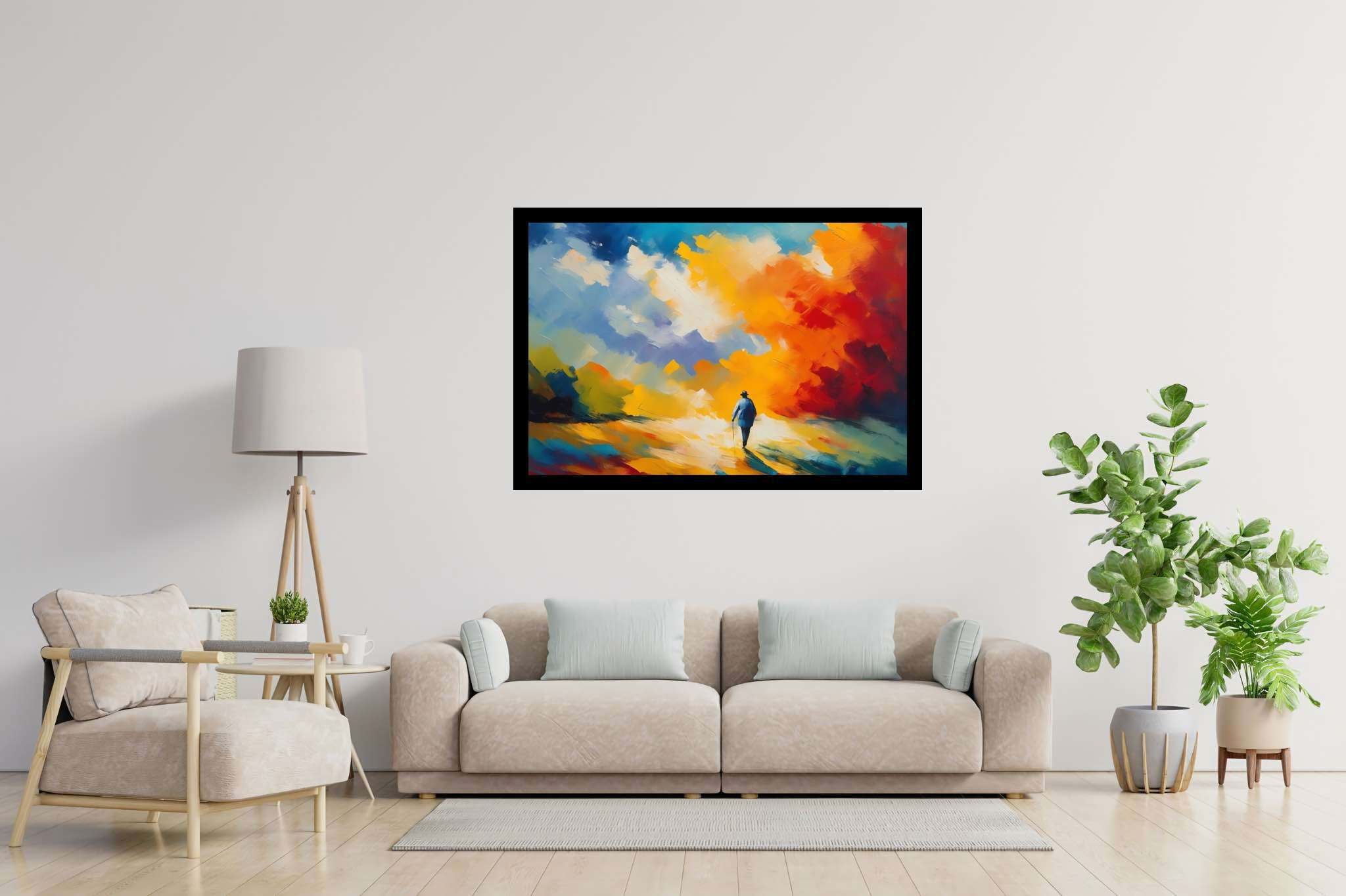 Dreamscape cantata: Surreal art with mind-bending, in a room with urban design, mural artworks, and home furnishings. The art can be printed on poster, framed poster, canvas, metal, acrylic or wood, exclusively at WallArtZen. Find this exact print at https://wallartzen.com/waz201