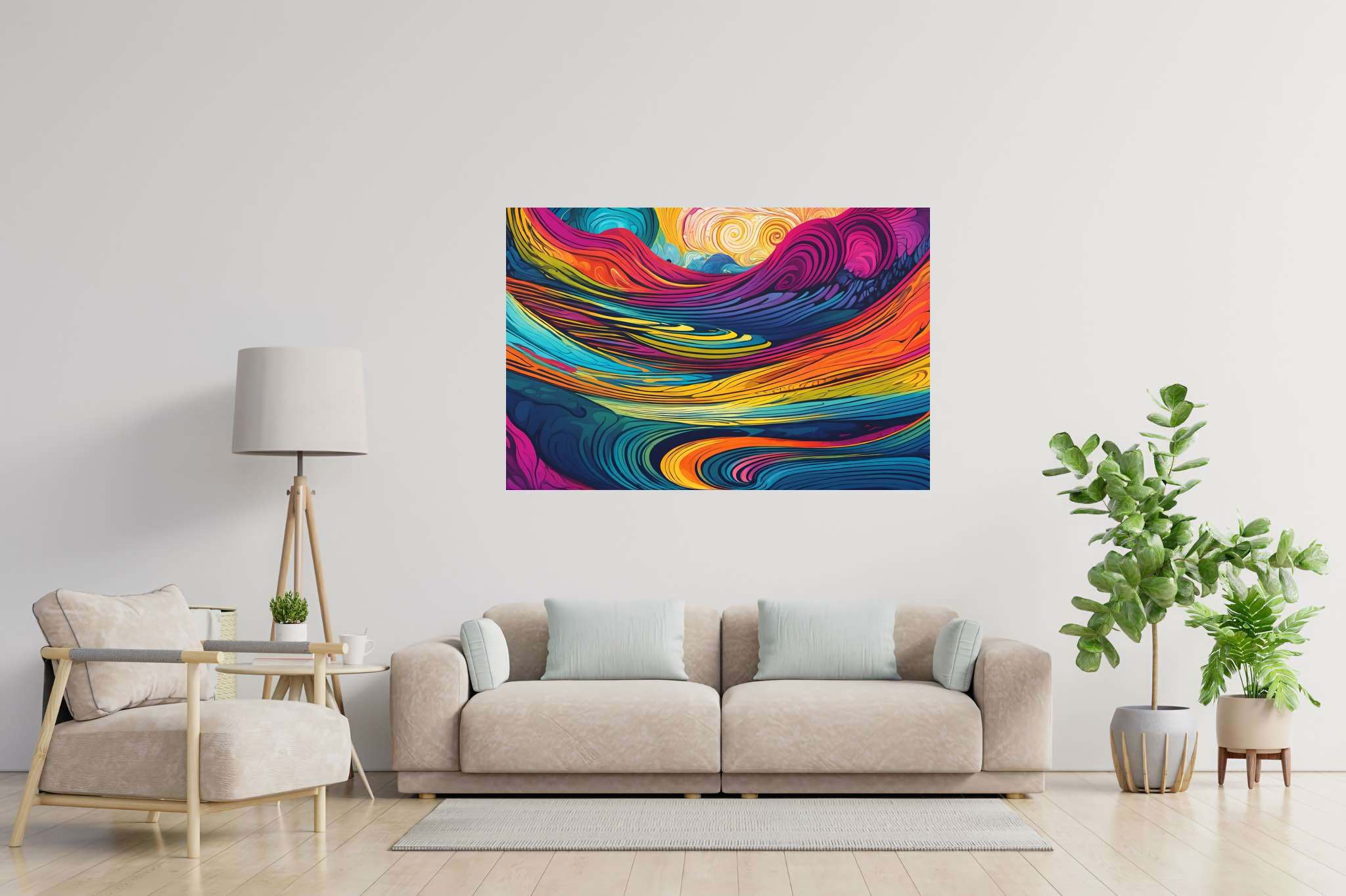 Crimson crown summit: Vibrant sunset art with vibrant sunset digital art, in a room with modern style, photographic wall art, and trendy home accents. The art can be printed on poster, framed poster, canvas, metal, acrylic or wood, exclusively at WallArtZen. Find this exact print at https://wallartzen.com/waz211