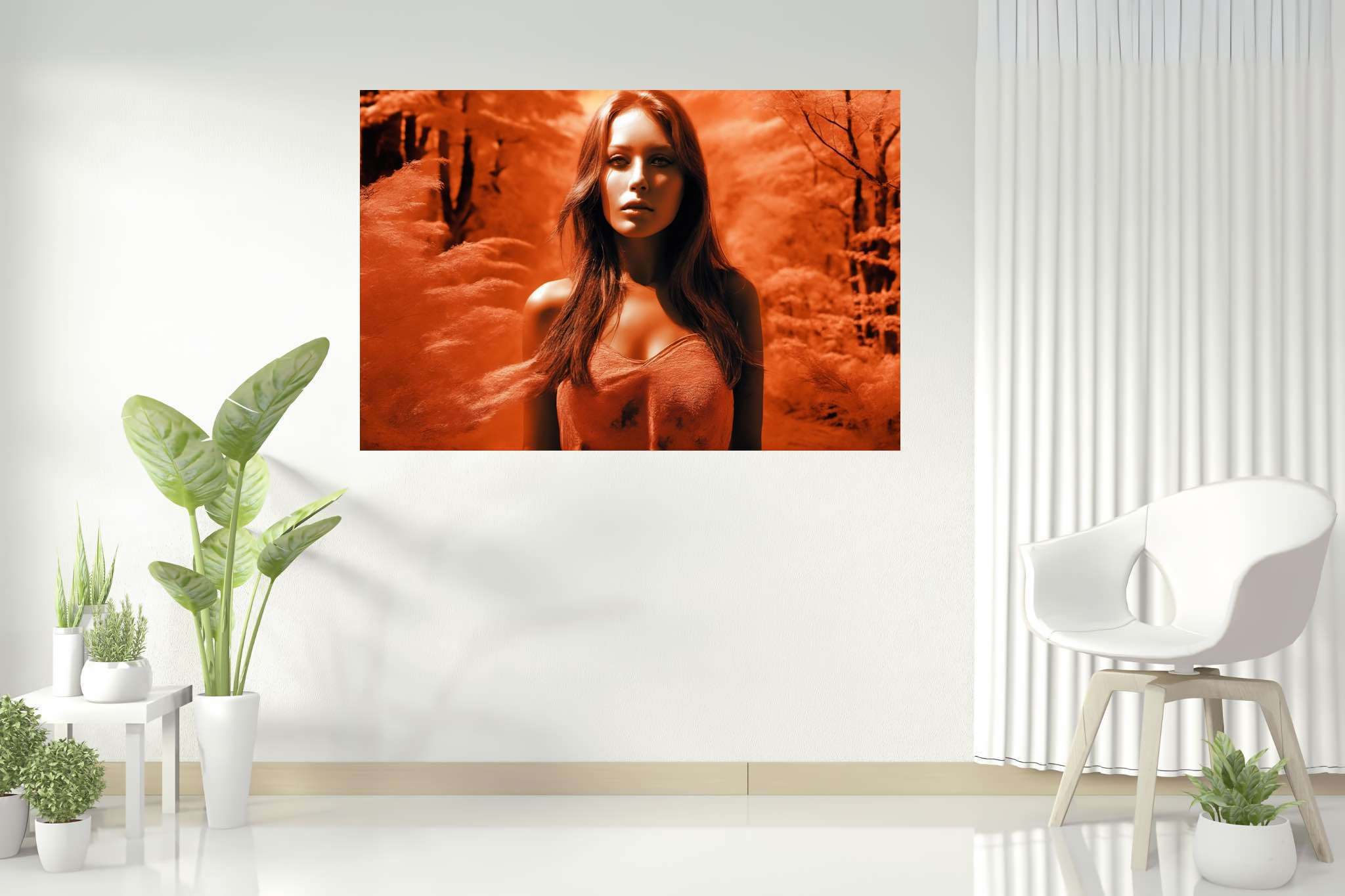 Crimson enigma veil: Mystery art with cryptic masterpieces, in a room with classic elegance, mural artworks, and interior decorations. The art can be printed on poster, framed poster, canvas, metal, acrylic or wood, exclusively at WallArtZen. Find this exact print at https://wallartzen.com/waz227