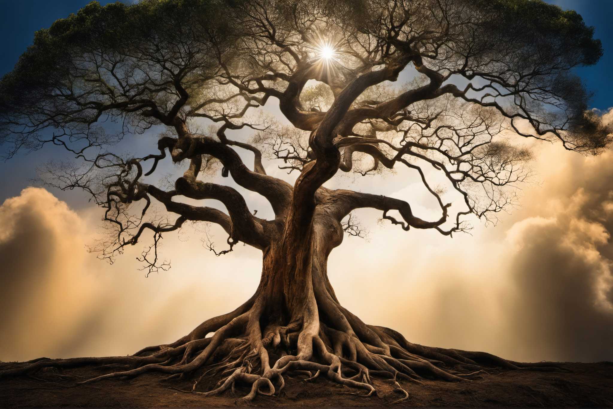 Skybound sentinels: Majestic tree art with forest landscape, in a room with artistic style, wall hangings, and stylish accessories. The art can be printed on poster, framed poster, canvas, metal, acrylic or wood, exclusively at WallArtZen. Find this exact print at https://wallartzen.com/waz235