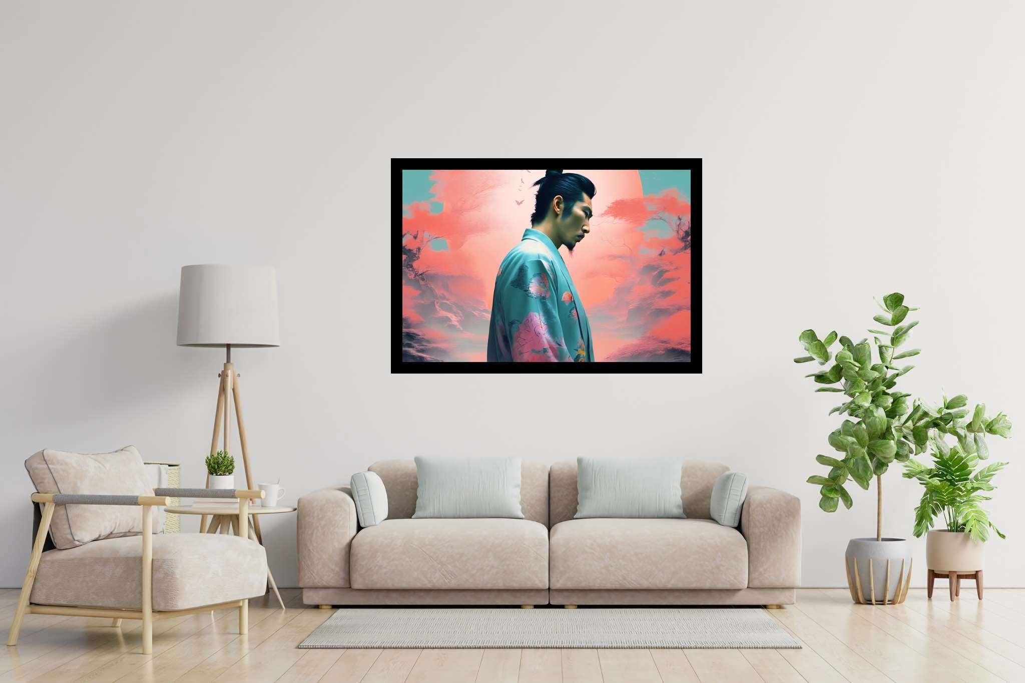 Butterfly kimono dreams: Whimsical butterfly art with whimsical butterfly-themed artworks, in a room with minimalist approach, wall art, and artisan decor. The art can be printed on poster, framed poster, canvas, metal, acrylic or wood, exclusively at WallArtZen. Find this exact print at https://wallartzen.com/waz261