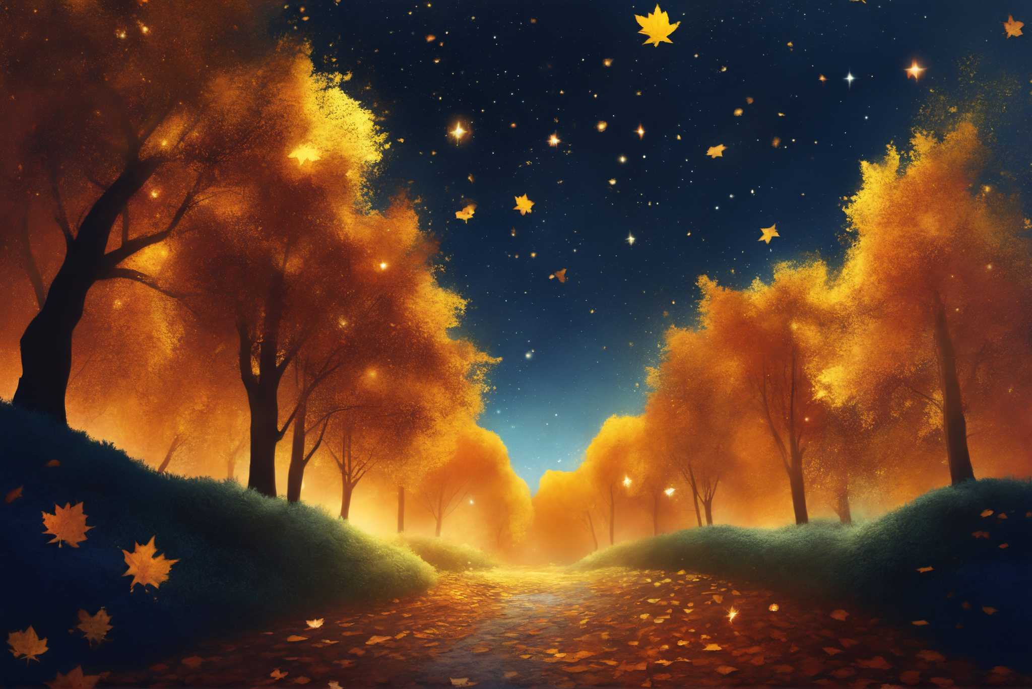 Autumnal serenity pathway: Forest art with organic creations, in a room with artistic style, framed art, and trendy home accents. The art can be printed on poster, framed poster, canvas, metal, acrylic or wood, exclusively at WallArtZen. Find this exact print at https://wallartzen.com/waz268
