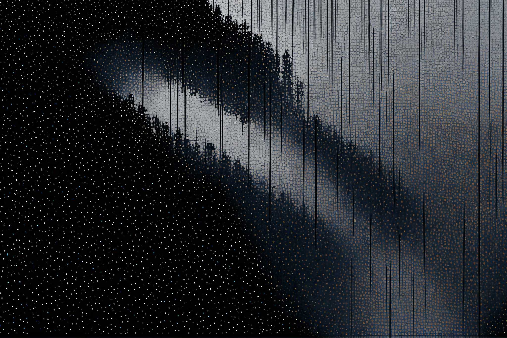 Shadowlight sonata: Moody forest art with shadowy woods, in a room with modern style, wall art, and artisan decor. The art can be printed on poster, framed poster, canvas, metal, acrylic or wood, exclusively at WallArtZen. Find this exact print at https://wallartzen.com/waz271