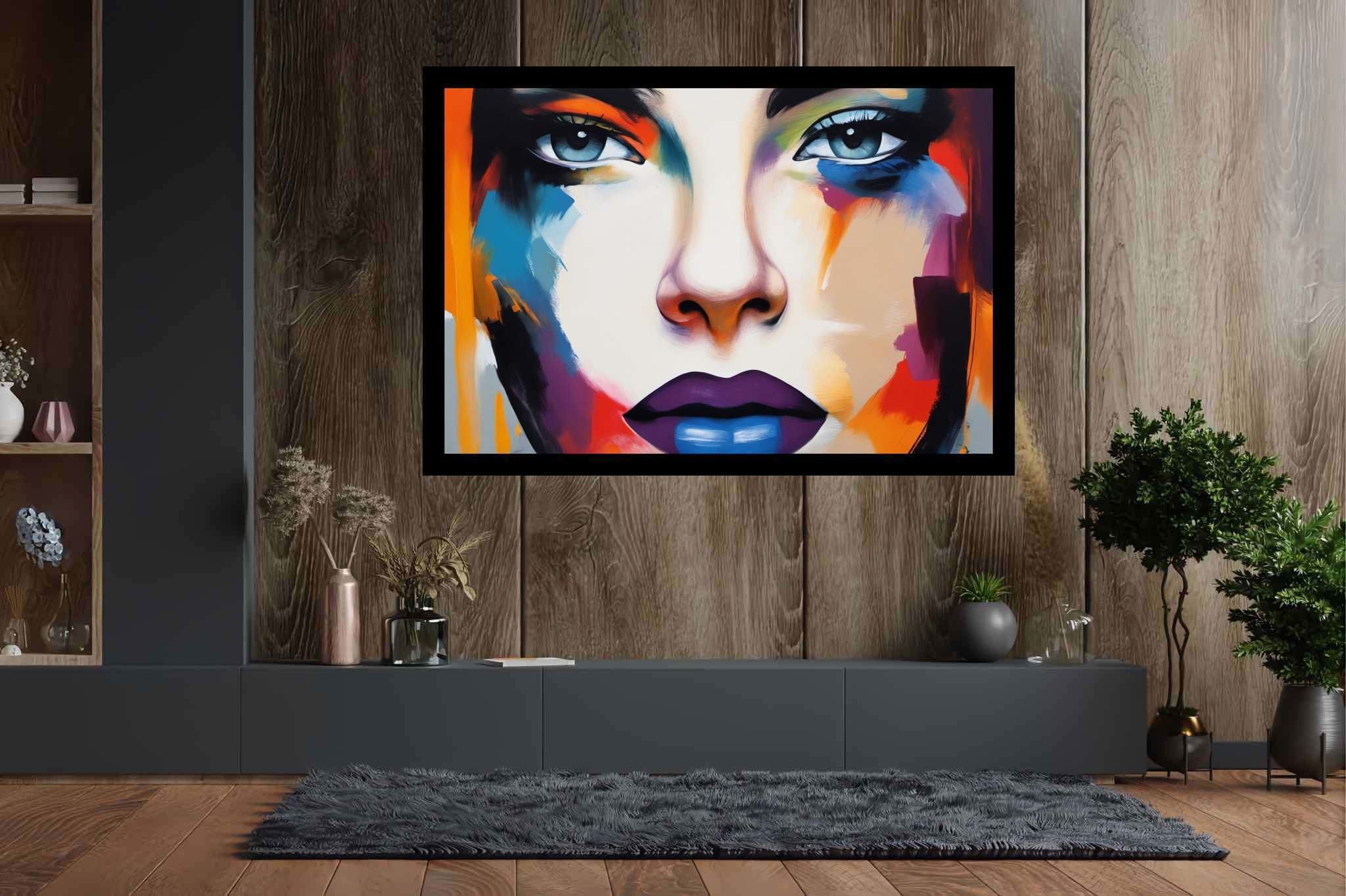 Luminous gaze of psyche: Surreal art with fantasy artwork, in a room with elegant layout, gallery-quality artwork, and decorative pieces. The art can be printed on poster, framed poster, canvas, metal, acrylic or wood, exclusively at WallArtZen. Find this exact print at https://wallartzen.com/waz272