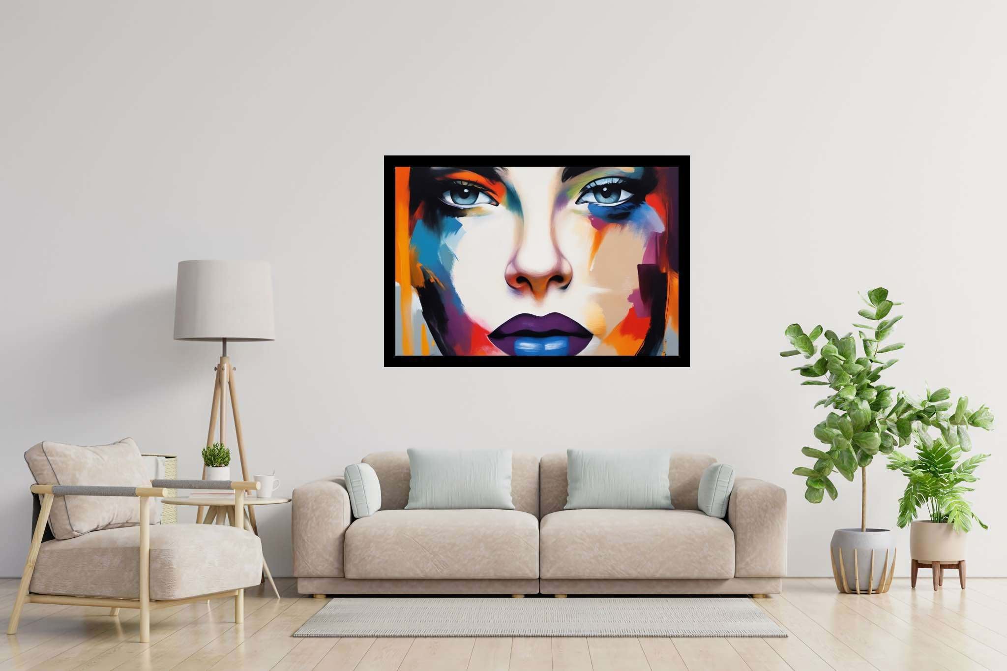 Luminous gaze of psyche: Surreal art with surreal art, in a room with great design, wall art, and stylish accessories. The art can be printed on poster, framed poster, canvas, metal, acrylic or wood, exclusively at WallArtZen. Find this exact print at https://wallartzen.com/waz272