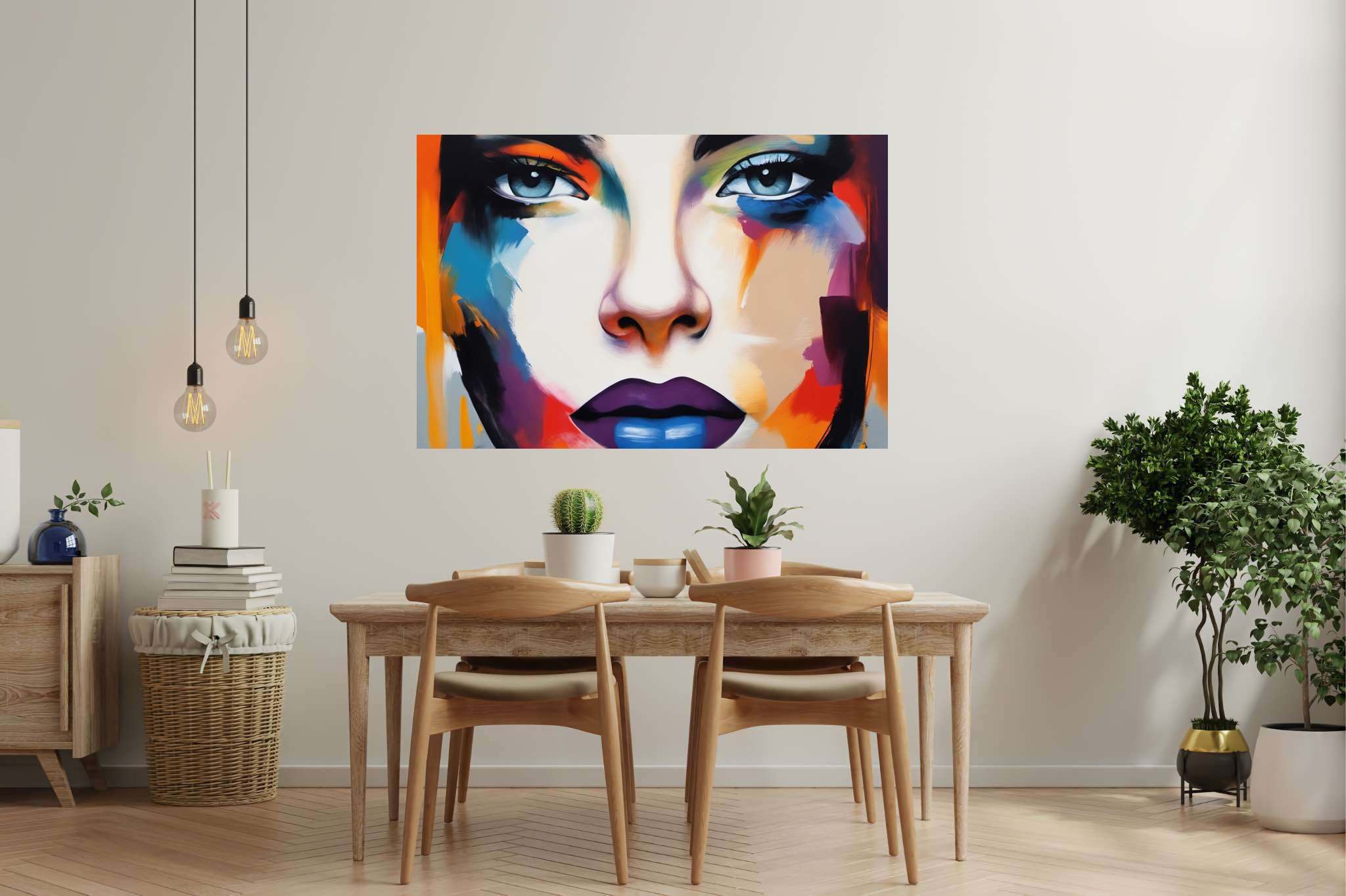 Luminous gaze of psyche: Surreal art with subconscious expressions, in a room with classic elegance, gallery-quality artwork, and trendy home accents. The art can be printed on poster, framed poster, canvas, metal, acrylic or wood, exclusively at WallArtZen. Find this exact print at https://wallartzen.com/waz272