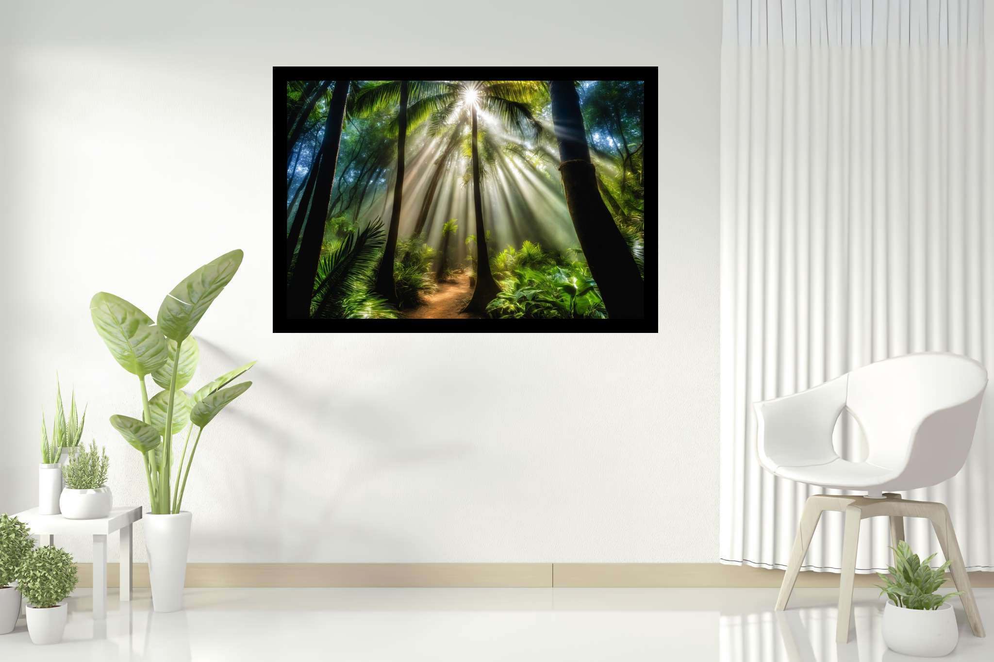 Starlit grove reverie: Enchanted forest art with dreamlike forest paintings, in a room with artistic style, fine art prints, and interior decorations. The art can be printed on poster, framed poster, canvas, metal, acrylic or wood, exclusively at WallArtZen. Find this exact print at https://wallartzen.com/waz283