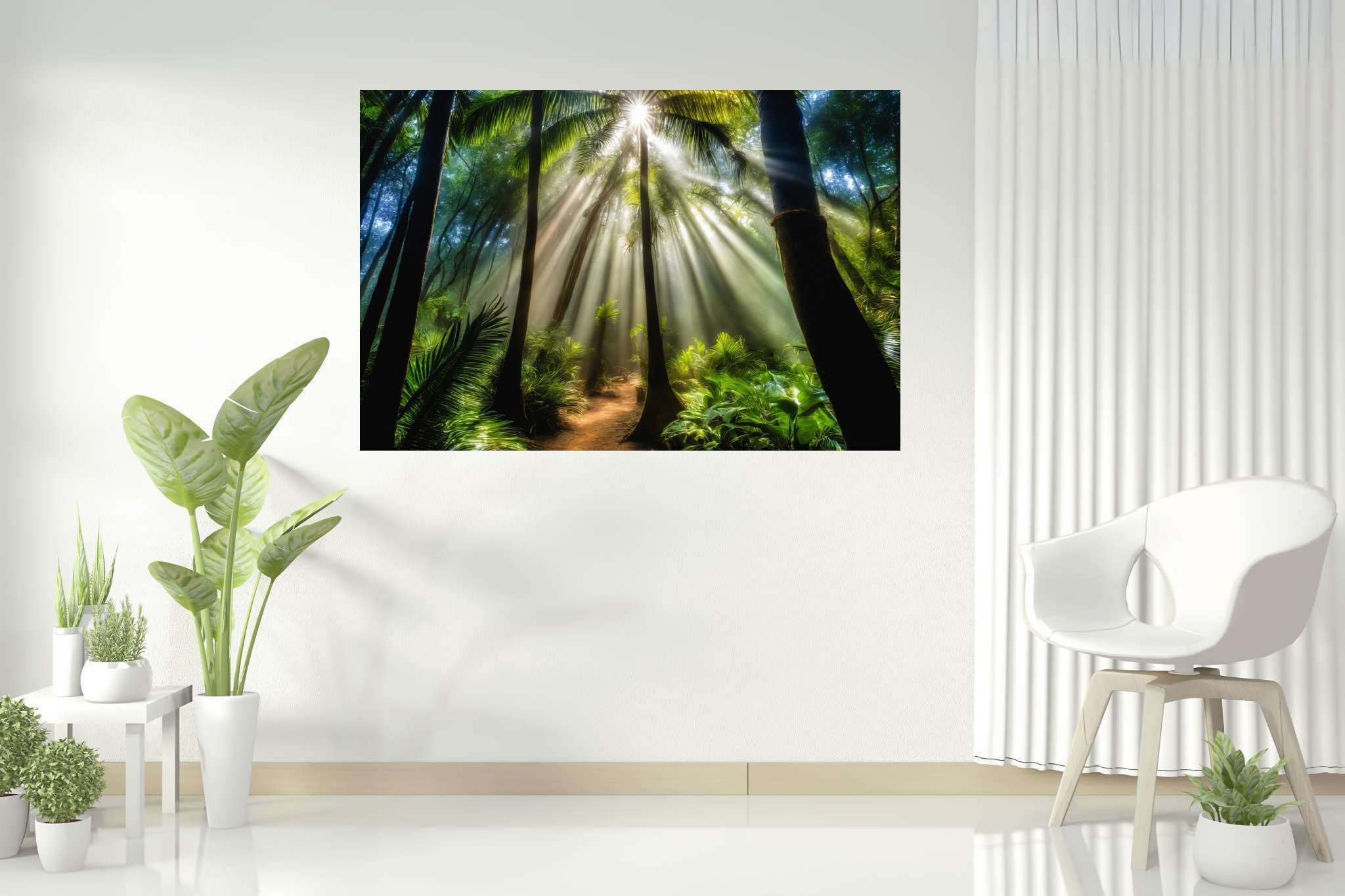 Starlit grove reverie: Enchanted forest art with ethereal art, in a room with minimalist approach, photographic wall art, and interior decorations. The art can be printed on poster, framed poster, canvas, metal, acrylic or wood, exclusively at WallArtZen. Find this exact print at https://wallartzen.com/waz283