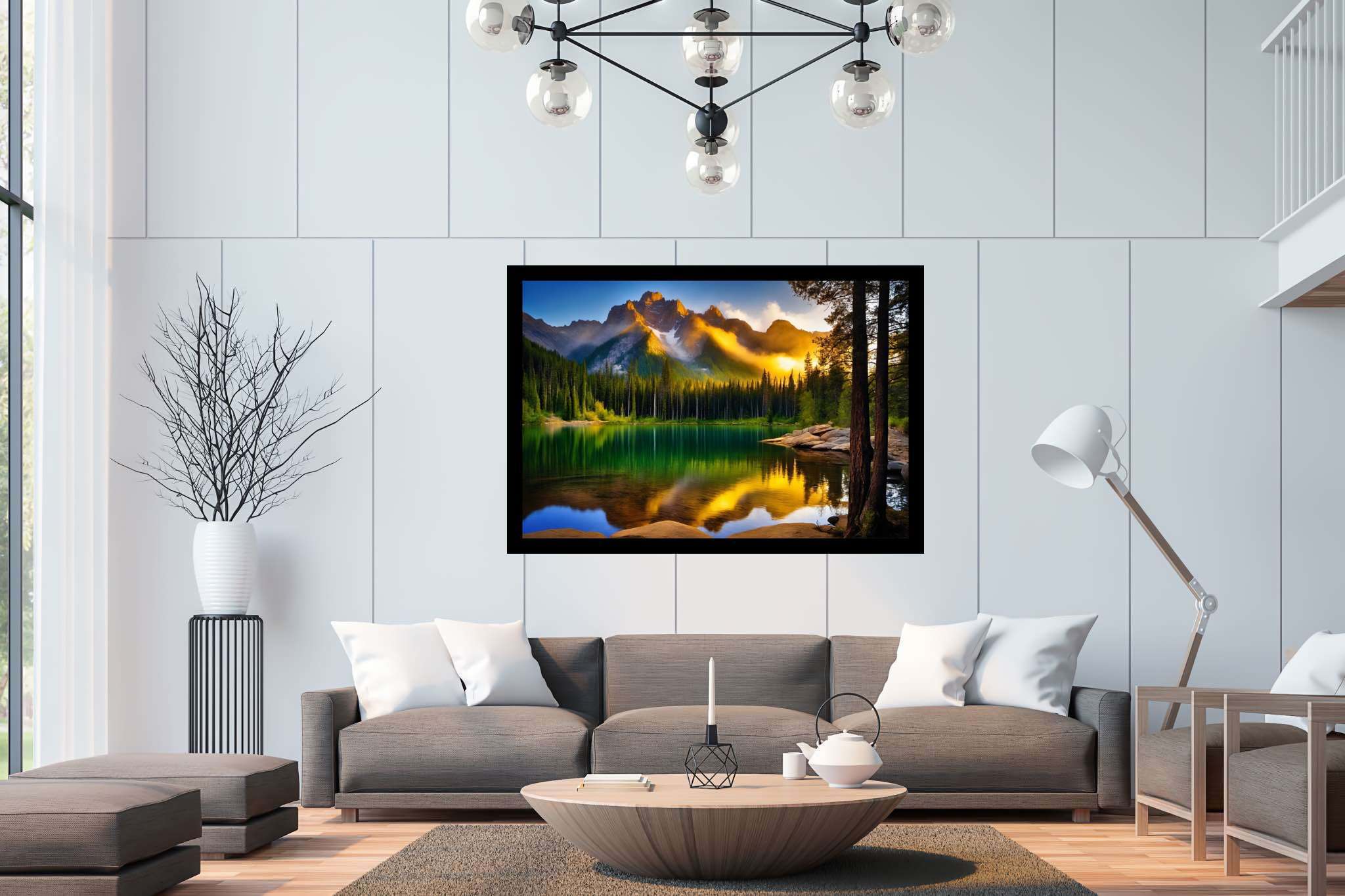 Echoes of serenity: Serene art with serenity in art, in a room with artistic style, wall art, and interior decorations. The art can be printed on poster, framed poster, canvas, metal, acrylic or wood, exclusively at WallArtZen. Find this exact print at https://wallartzen.com/waz303