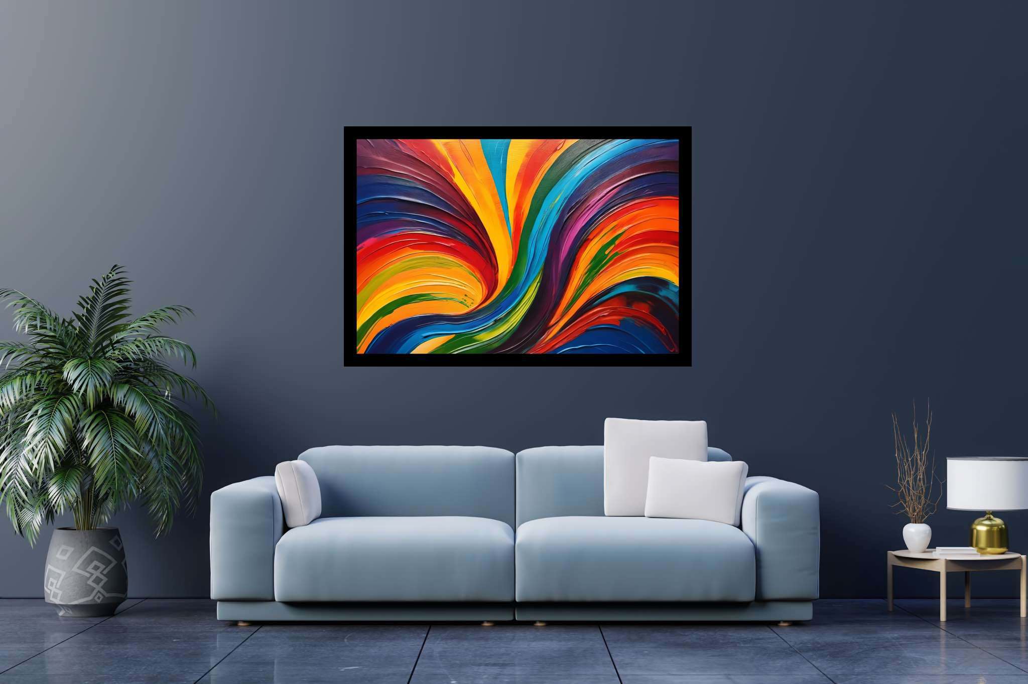 Chroma carousel: Vibrant art with vibrant expression, in a room with classic elegance, wall hangings, and stylish accessories. The art can be printed on poster, framed poster, canvas, metal, acrylic or wood, exclusively at WallArtZen. Find this exact print at https://wallartzen.com/waz315
