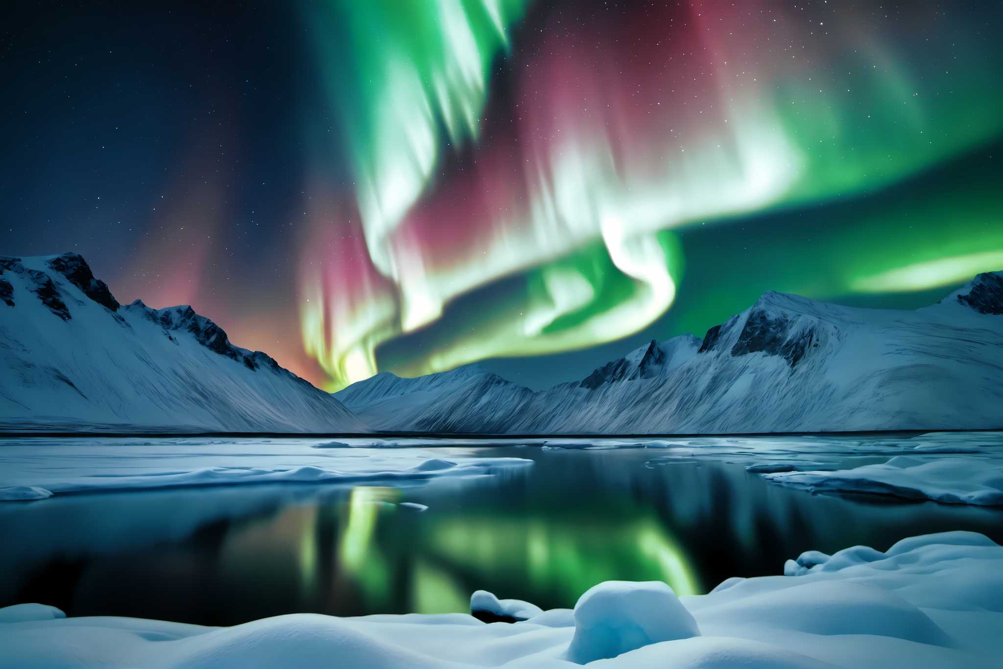 Aurora's enchanted mirror: Aurora art with mystical paintings, in a room with elegant layout, fine art prints, and interior decorations. The art can be printed on poster, framed poster, canvas, metal, acrylic or wood, exclusively at WallArtZen. Find this exact print at https://wallartzen.com/waz33