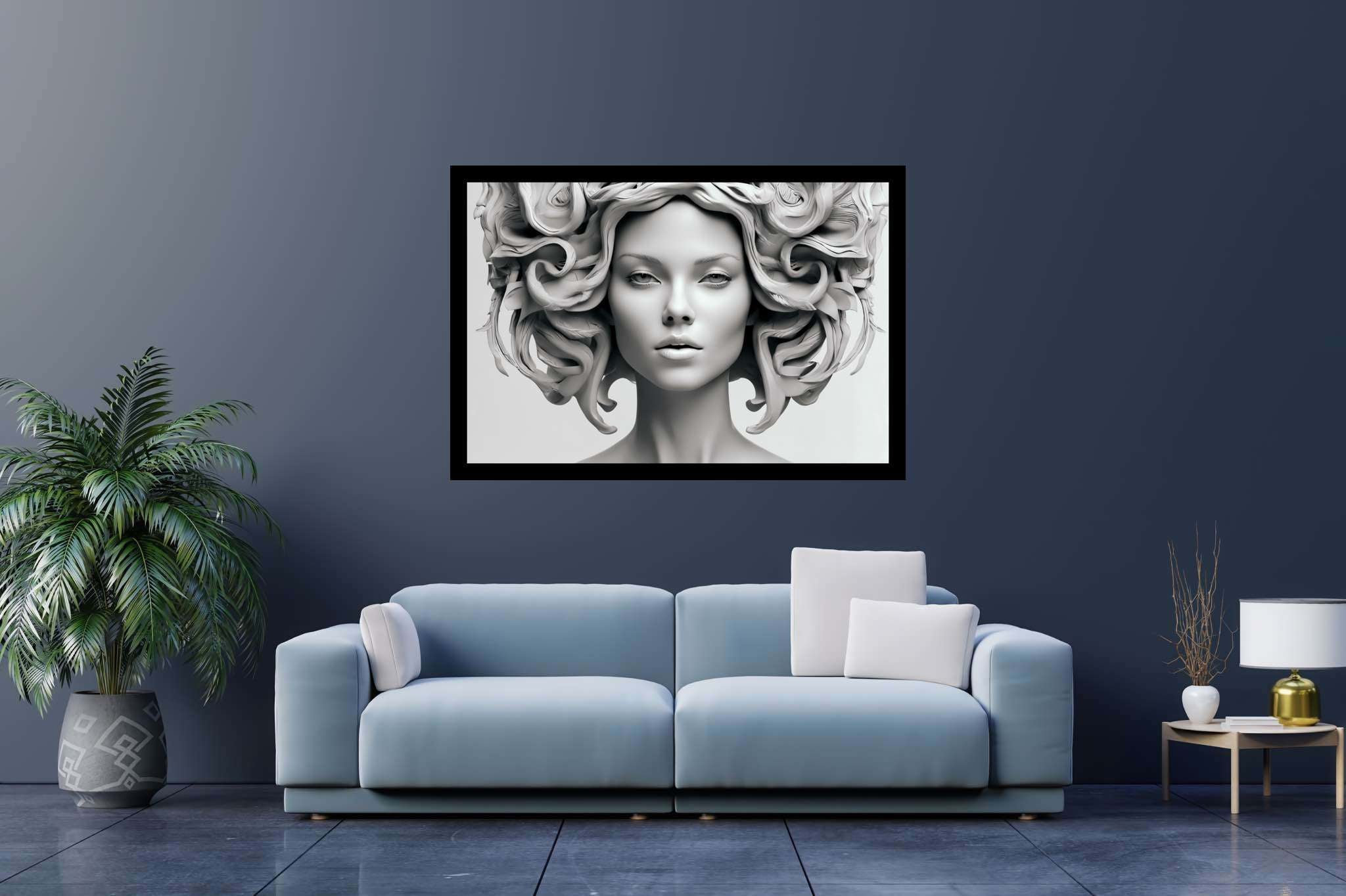 Elegance in silence: Sculpture art with sculptural masterpiece, in a room with great design, fine art prints, and decorative pieces. The art can be printed on poster, framed poster, canvas, metal, acrylic or wood, exclusively at WallArtZen. Find this exact print at https://wallartzen.com/waz58