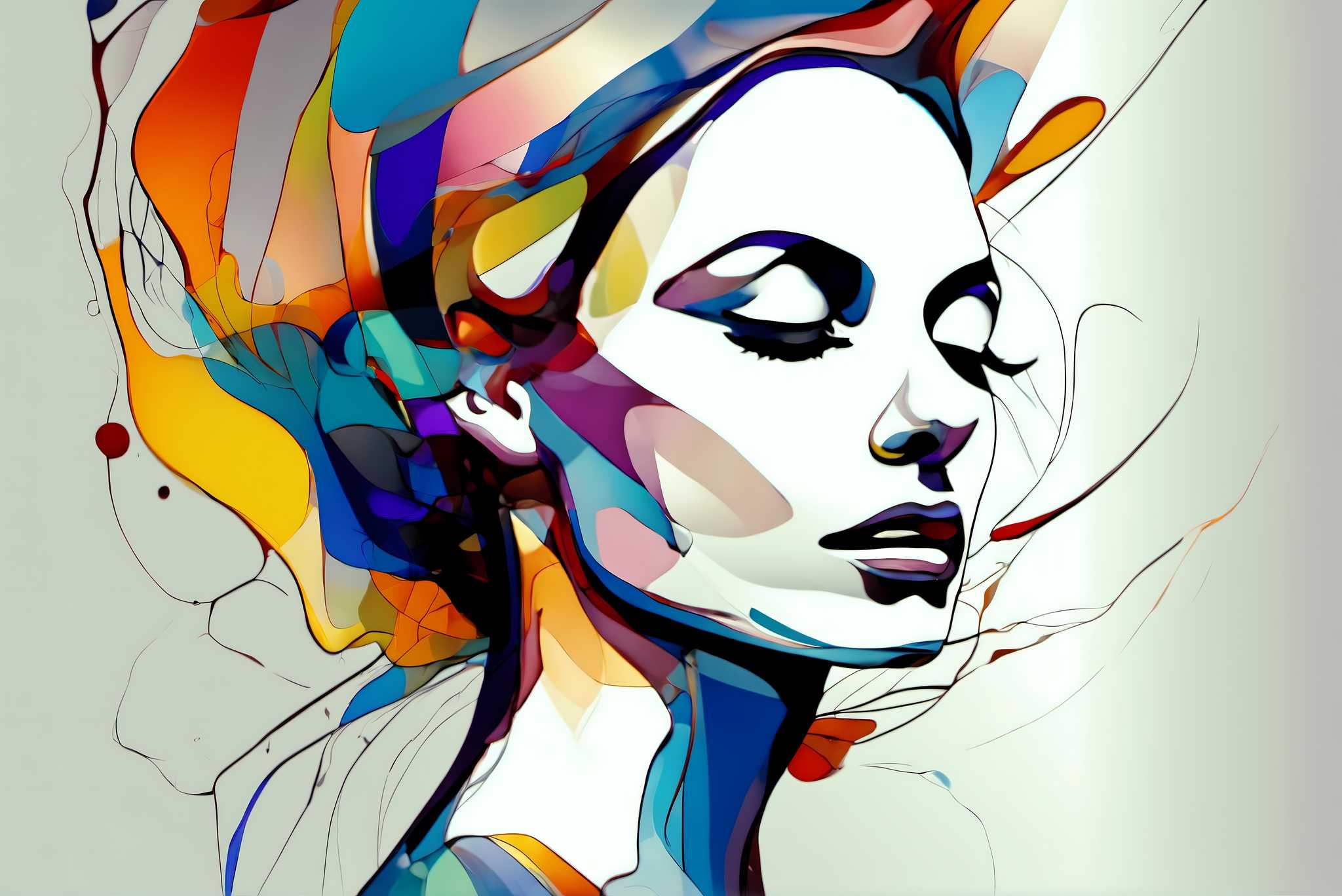 Slumbering muse amidst zephyrs: Dreamy portrait art with atmospheric artwork, in a room with artistic style, mural artworks, and luxe decor. The art can be printed on poster, framed poster, canvas, metal, acrylic or wood, exclusively at WallArtZen. Find this exact print at https://wallartzen.com/waz59