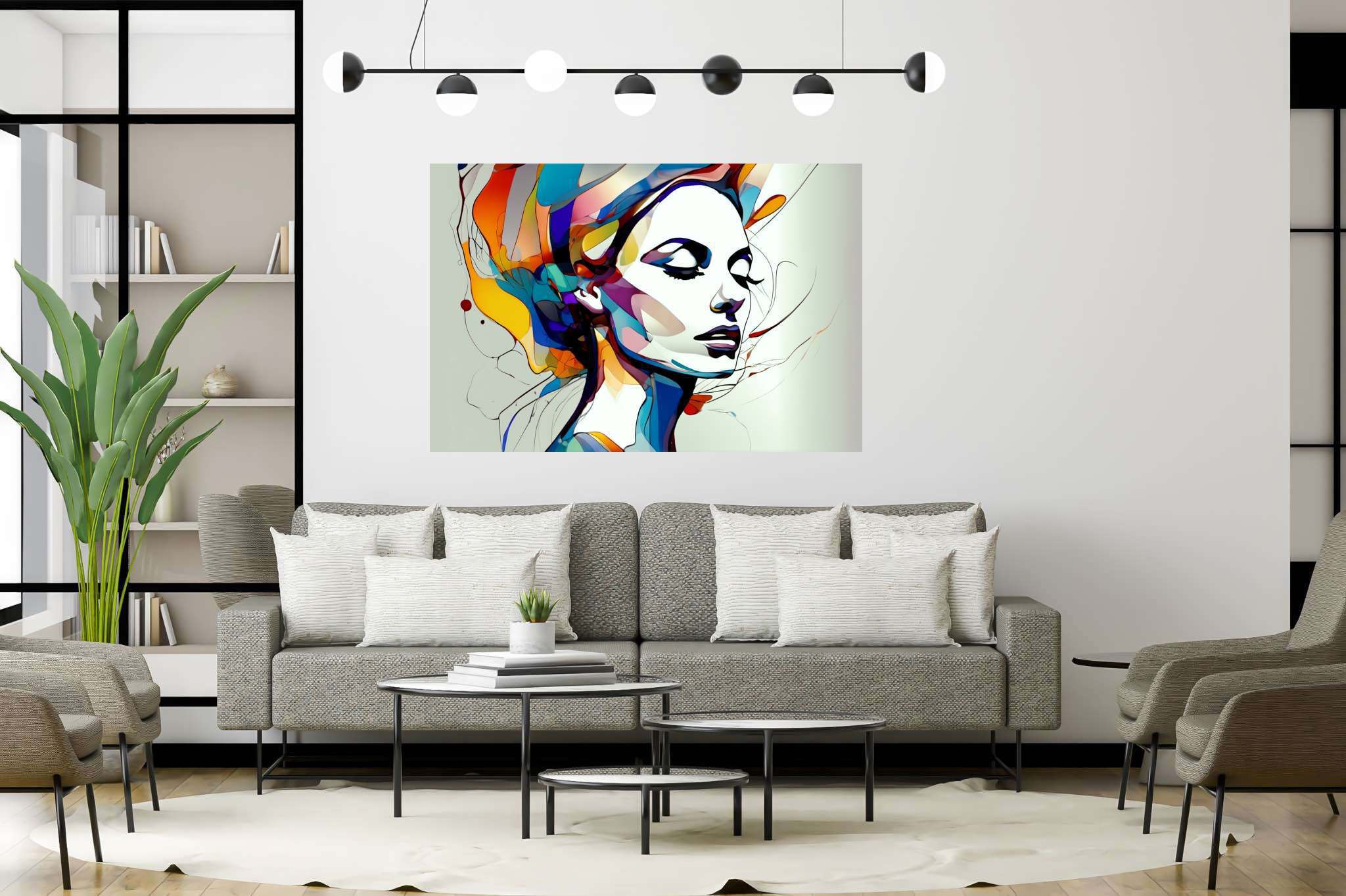 Slumbering muse amidst zephyrs: Dreamy portrait art with fantasy art, in a room with urban design, bespoke art designs, and interior decorations. The art can be printed on poster, framed poster, canvas, metal, acrylic or wood, exclusively at WallArtZen. Find this exact print at https://wallartzen.com/waz59