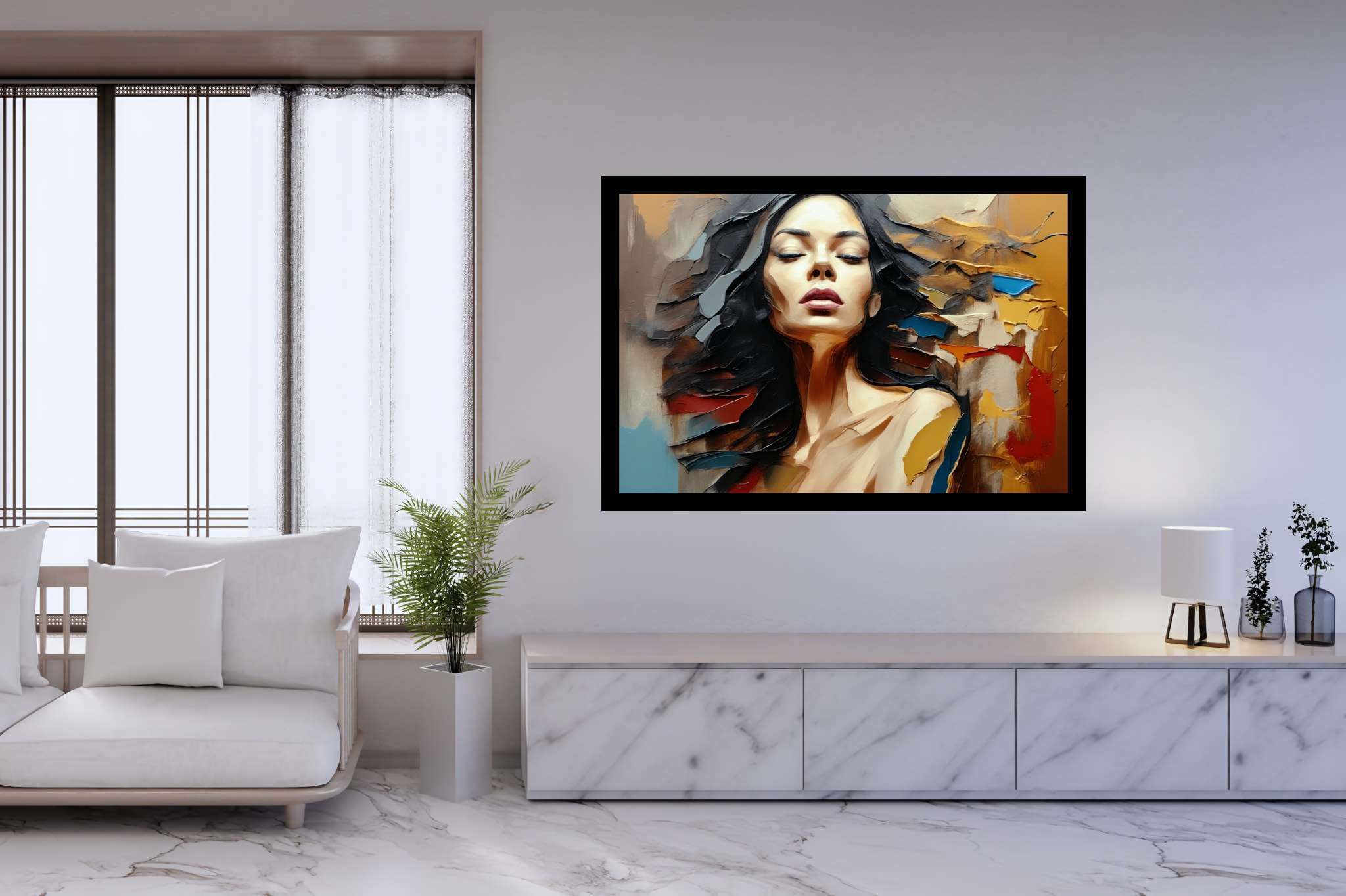 Silent musings of solitude: Contemplation art with meditative sculptures, in a room with artistic style, photographic wall art, and designer furniture. The art can be printed on poster, framed poster, canvas, metal, acrylic or wood, exclusively at WallArtZen. Find this exact print at https://wallartzen.com/waz61