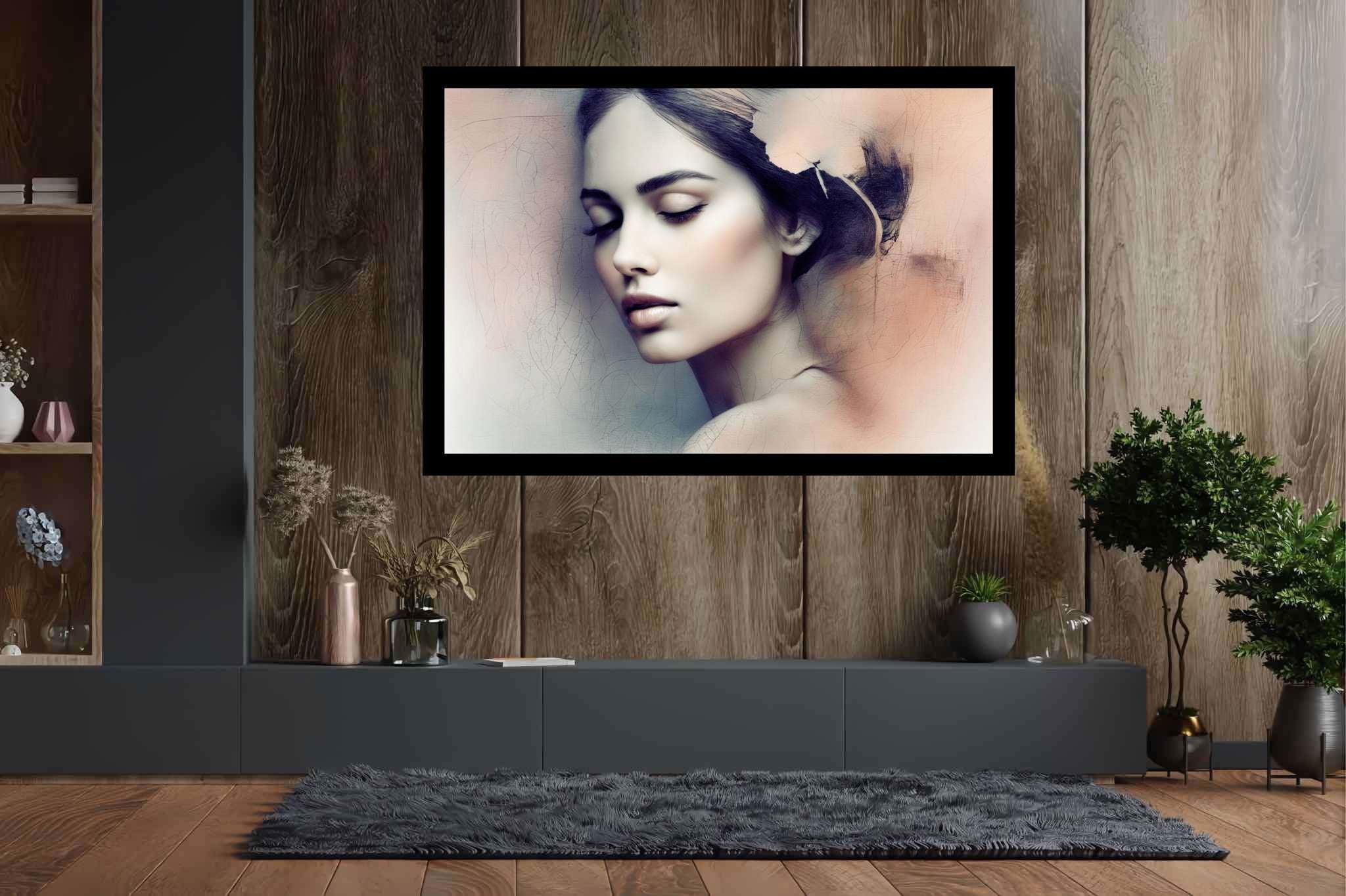Slumber's silk veil: Dreamy painting art with otherworldly masterpieces, in a room with chic decor, bespoke art designs, and elegant home goods. The art can be printed on poster, framed poster, canvas, metal, acrylic or wood, exclusively at WallArtZen. Find this exact print at https://wallartzen.com/waz96